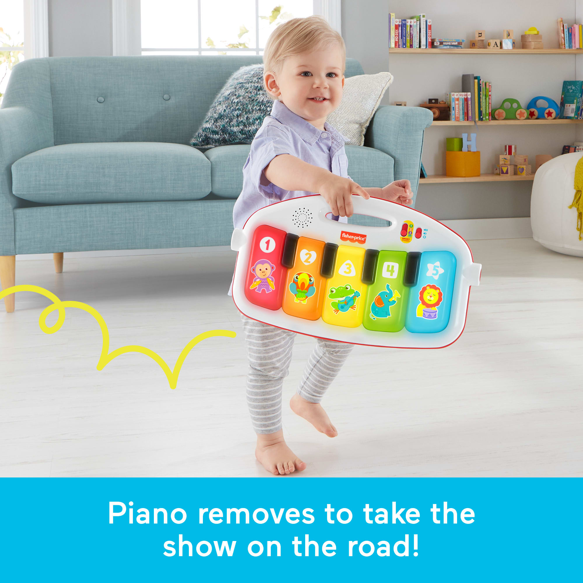 Fisher-Price Deluxe Kick & Play Piano Baby Gym Learning Toy & Newborn Rattle Maracas
