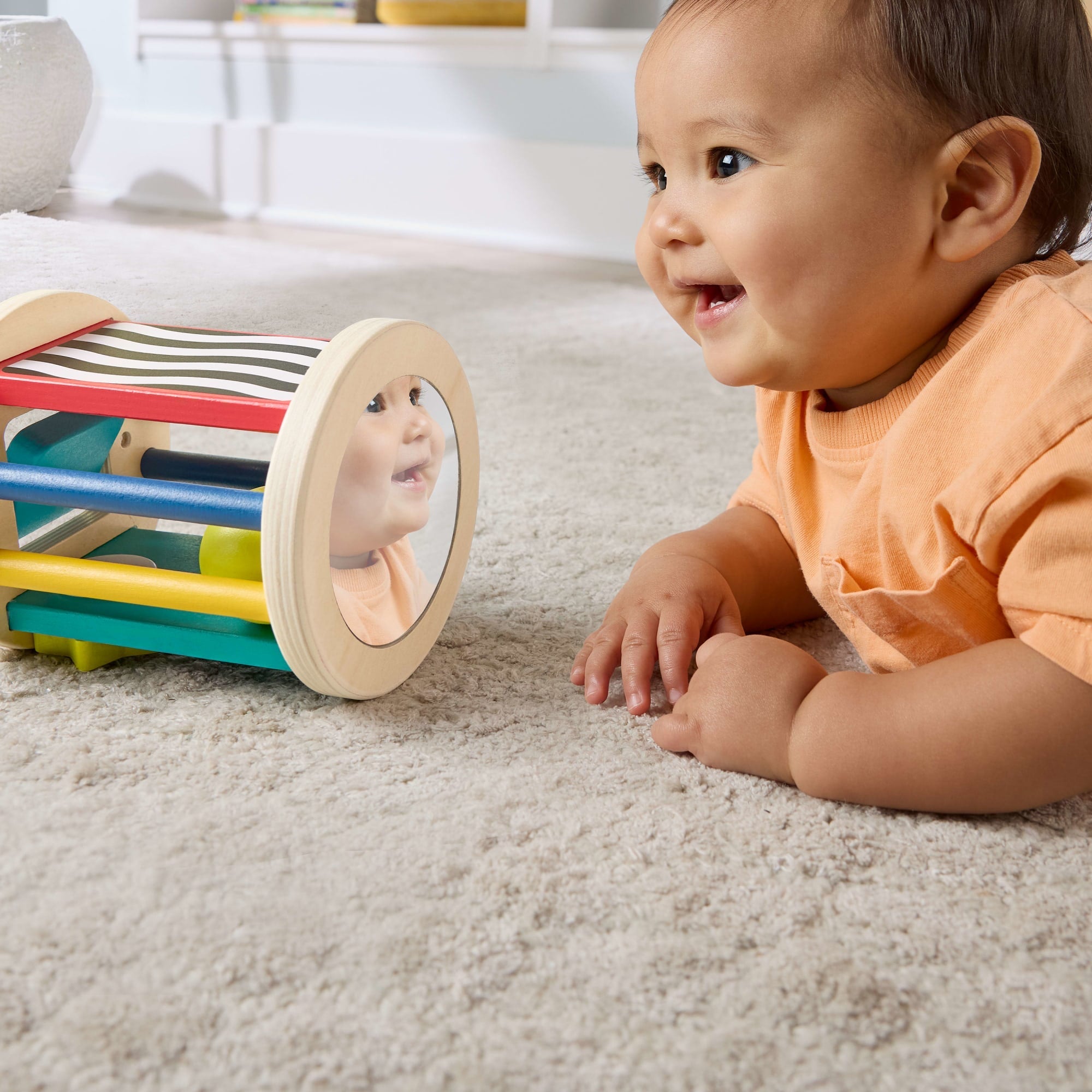 Fisher-Price-Rouleau Jeu à Quatre Pattes en Bois-Activité D’Éveil Pour Bébé