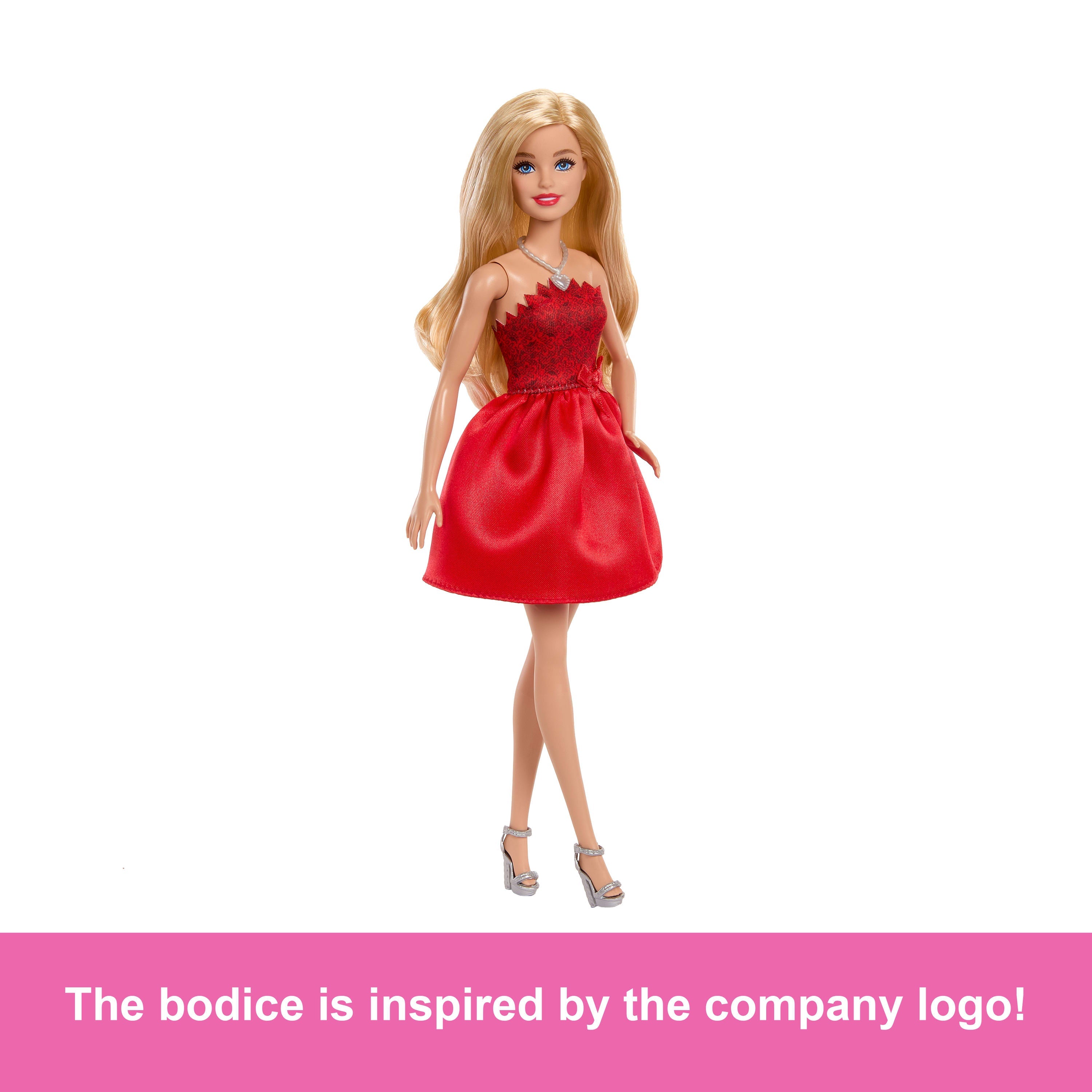 Barbie Mattel 80th Anniversary Ruby-Red Celebration Fashion Doll Wearing Red Dress With Accessories