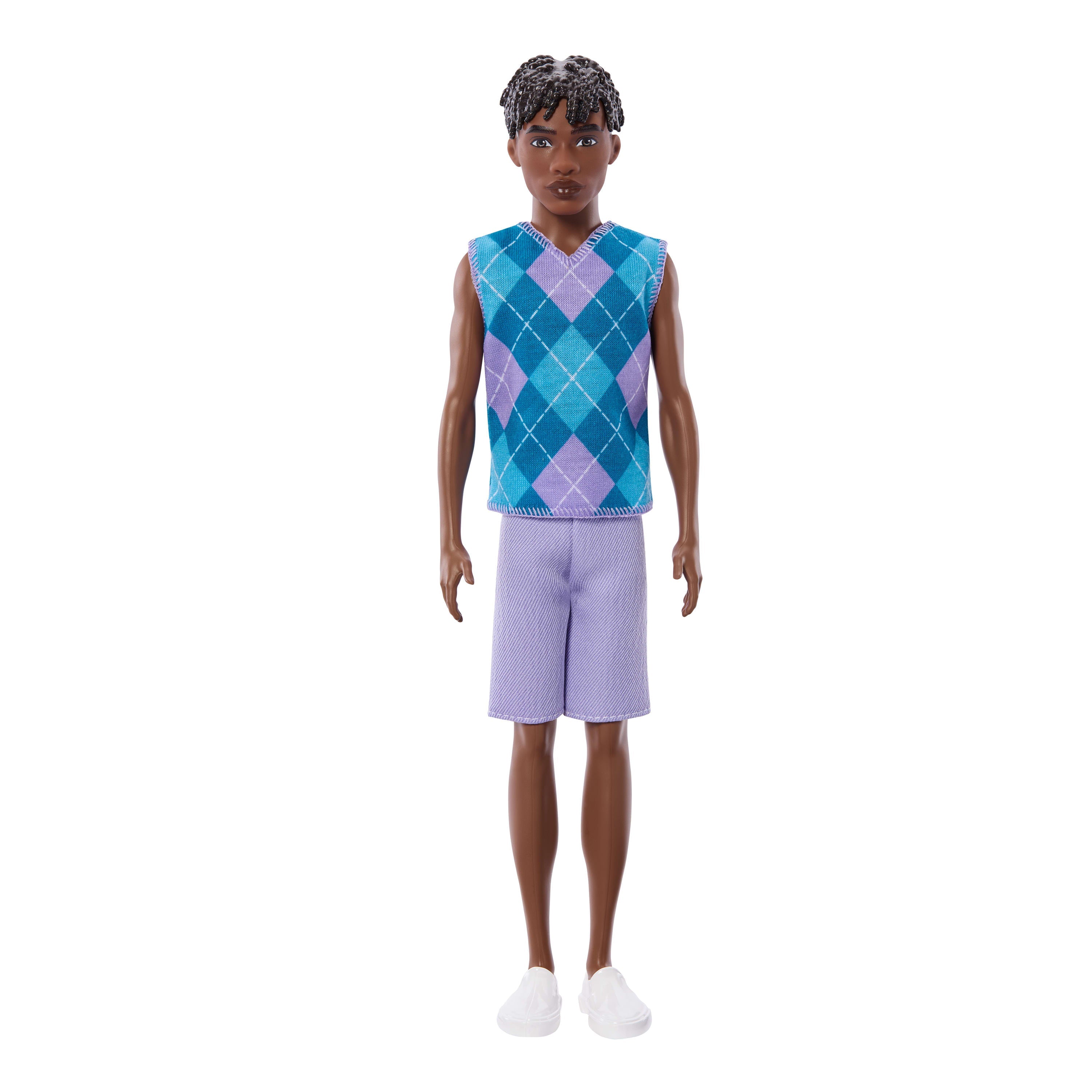 Barbie Fashionistas Style Ken Doll #253 in Lavender Shorts, Turquoise And Lavender Top, Brown Hair