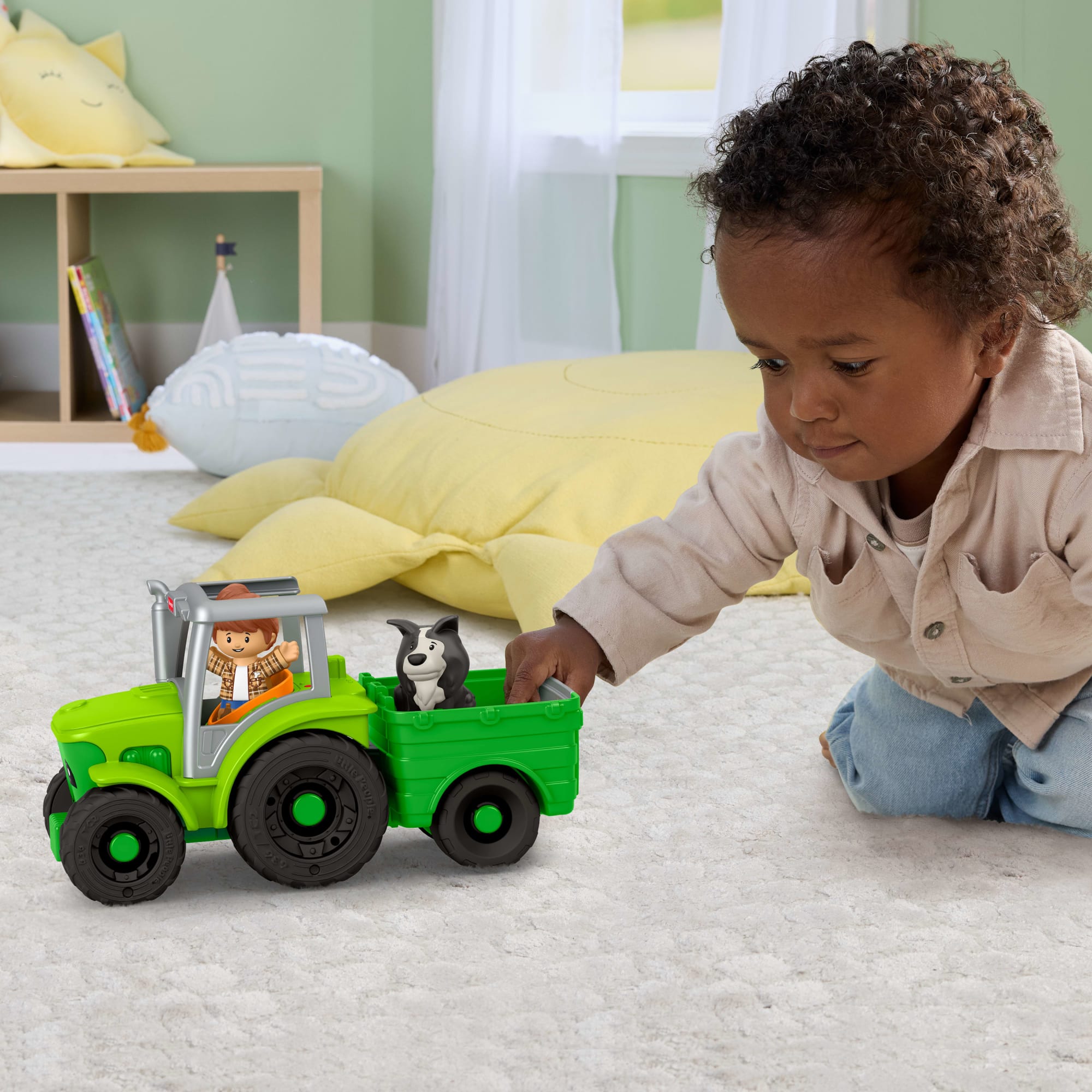 Fisher-Price Little People Tracteur à Pousser, Multilingue