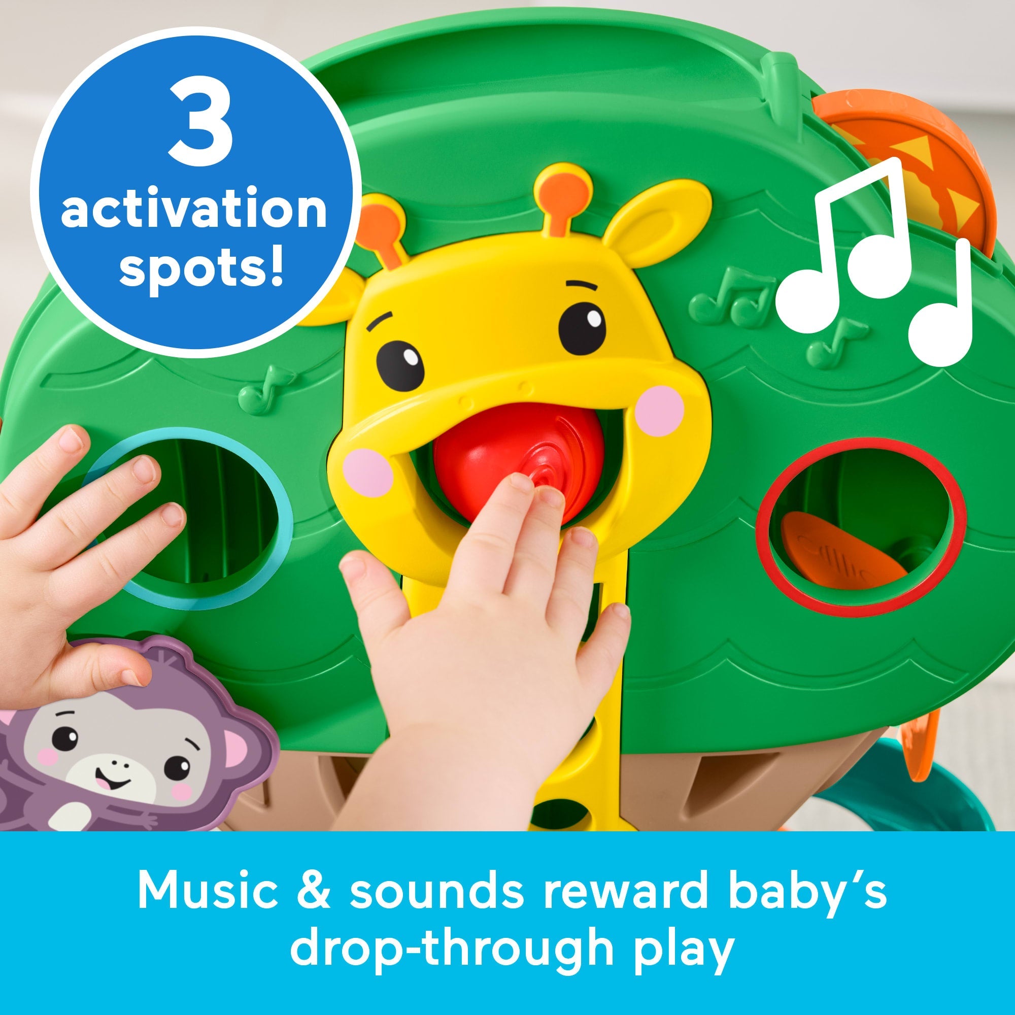 Fisher-Price Sit-To-Stand Jungle Tree, Baby To Toddler Musical Ball Drop Play Center, 6 Balls