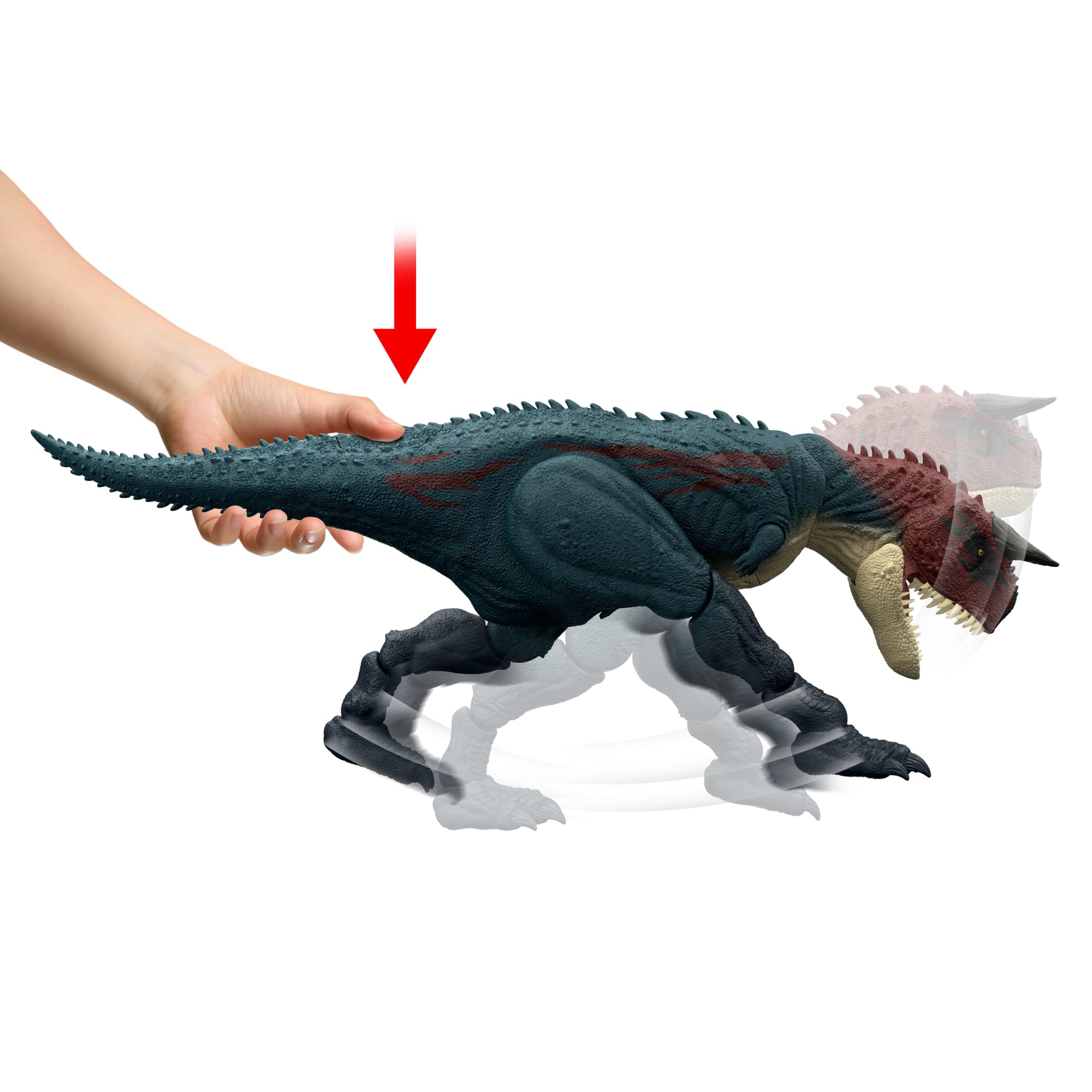 Jurassic World Carnotaure Attaque et Morsure Figurine Dino Articulée