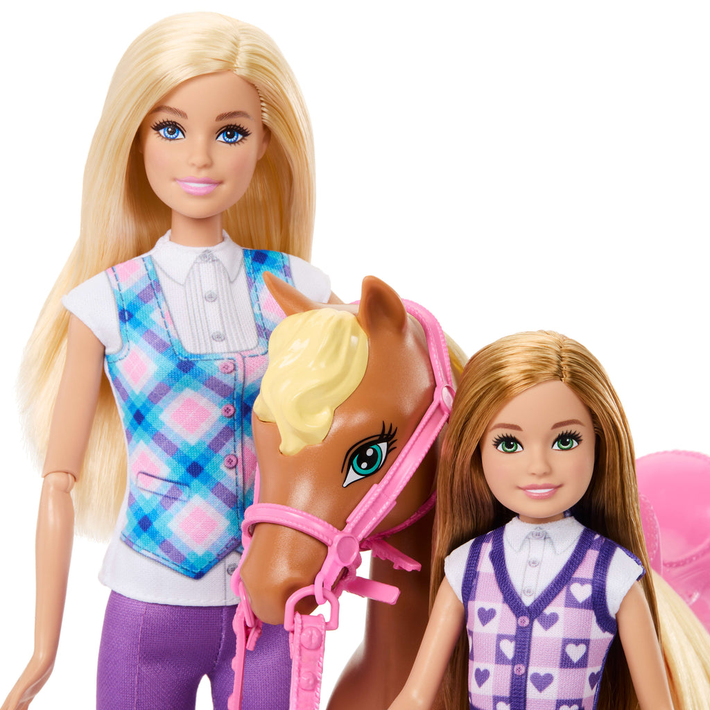 Barbie Coffret Cheval et 2 Poupées Avec Casques et Accessoires