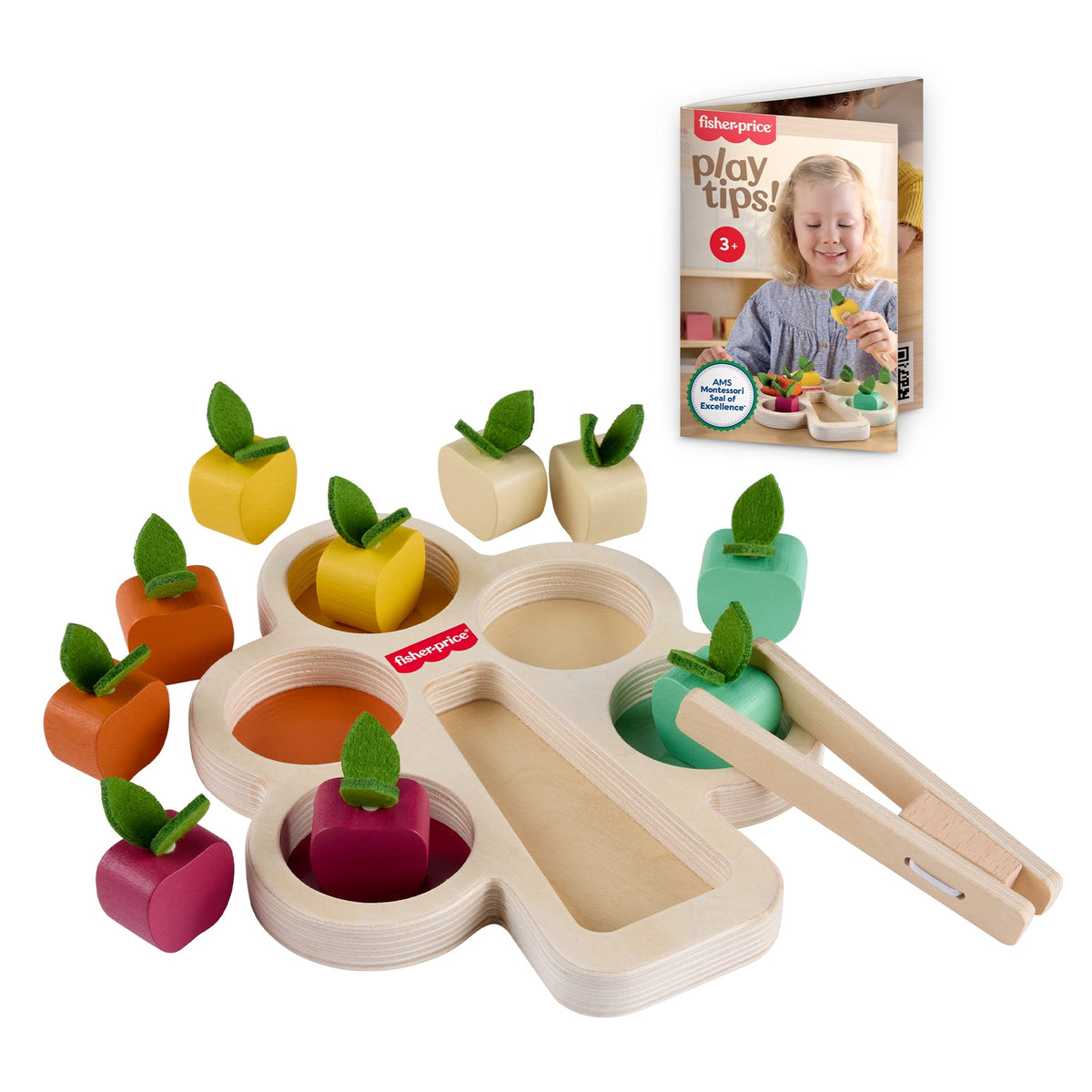 Fisher-Price Montessori Wooden Sorting Tree, Learning Toy & Play Tips For Toddlers, 12 Wood Pieces