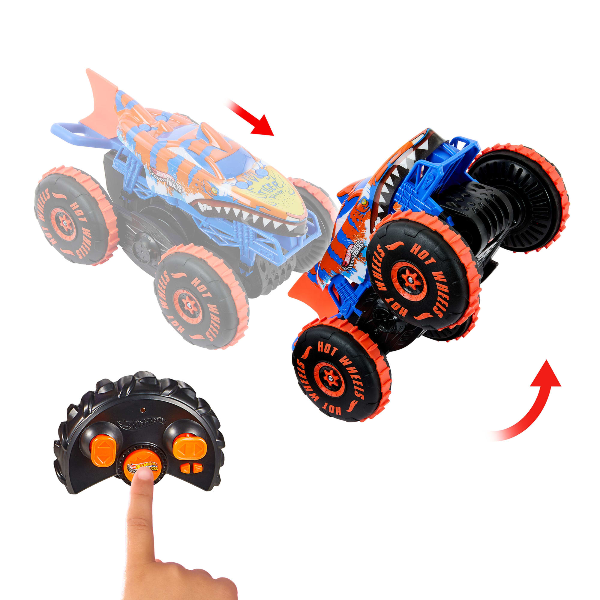 Hot Wheels Monster Trucks Vehículo a Control Remoto Tiger Shark Escalador