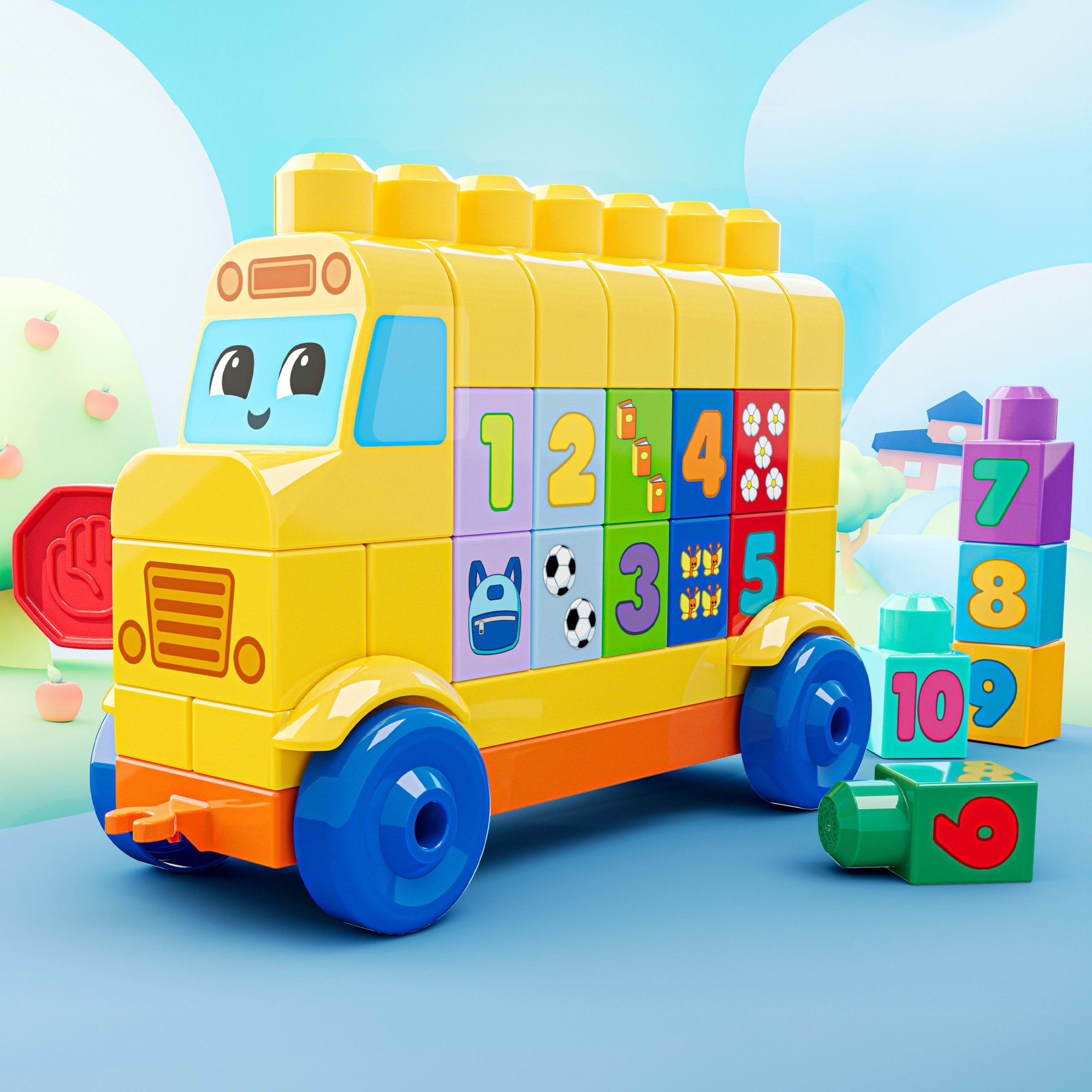 Mega Bloks Jogo de Construção Mega Bloks Ônibus dos Números Monte e Conte