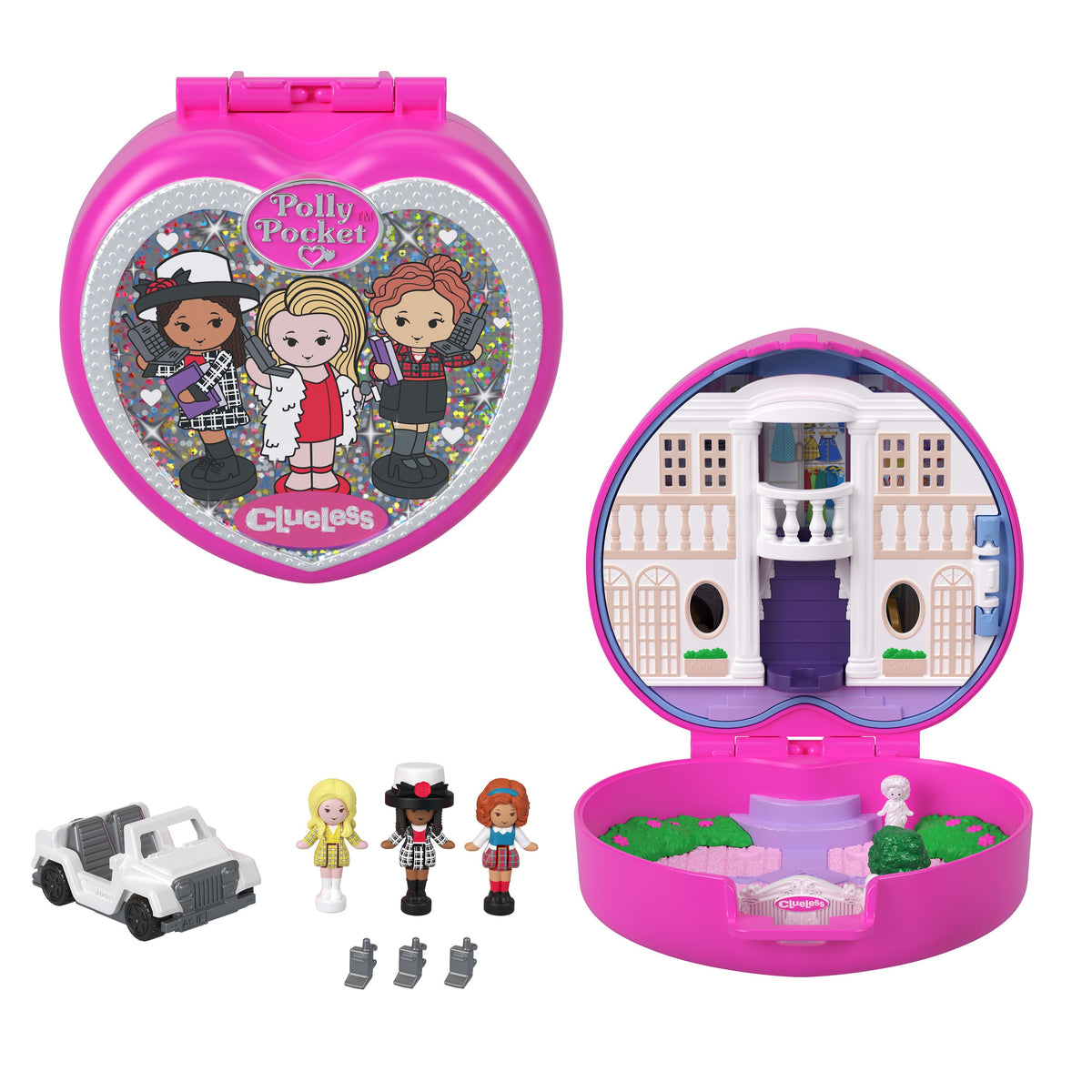 Polly Pocket Micro Dolls And Playset, Collector Clueless Compact With Toy Car, Hat And Phone Accessories