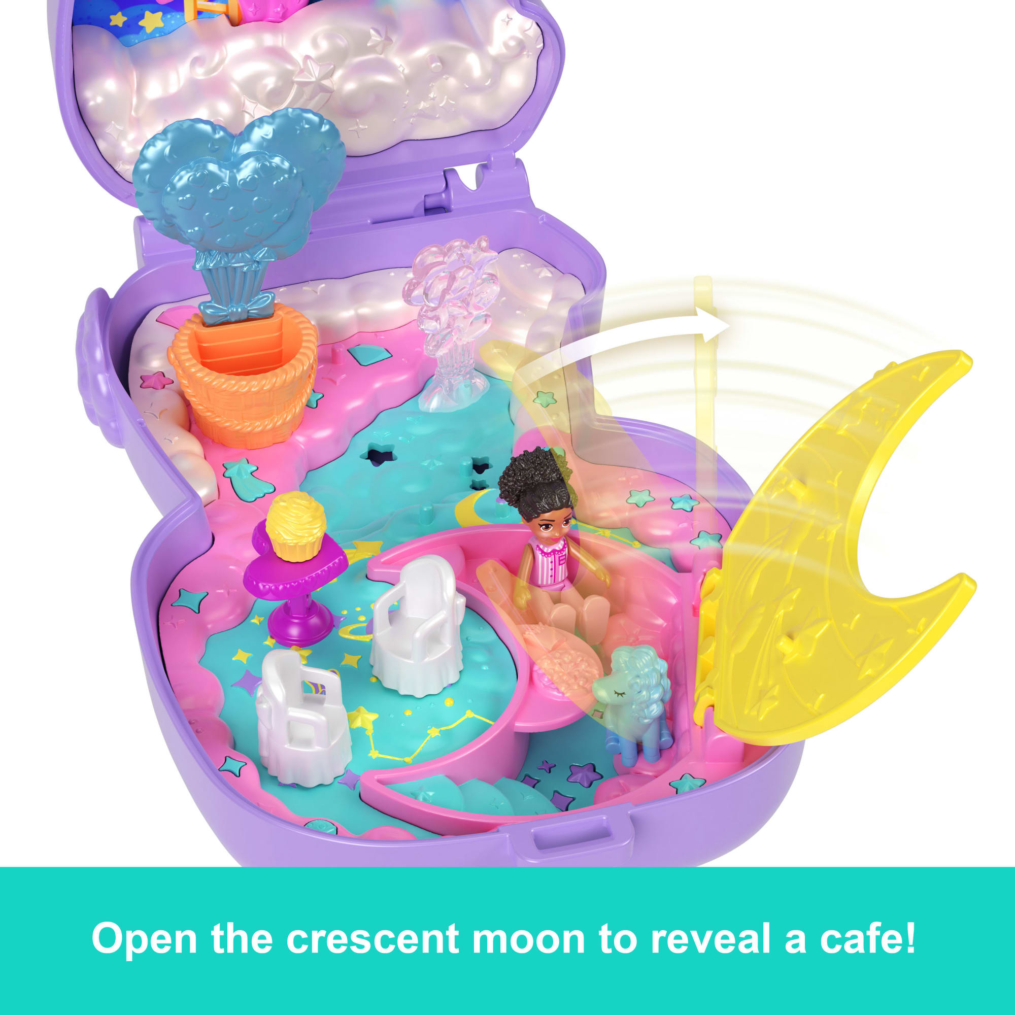 Polly Pocket Cozy Dreamland Lamb Compact Playset With 1 Micro Doll And Pet Unicorn, Travel Toy With Food & Styling Accessories