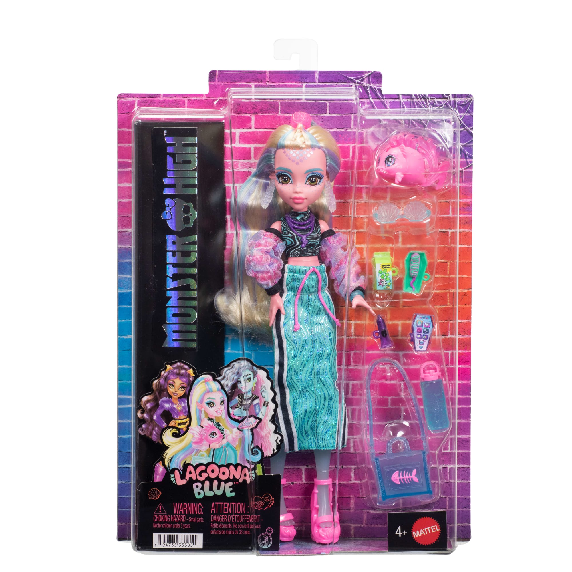 Monster High Lagoona Blue Fashion Doll in Maxi Skirt With Pet Neptuna And 7 Accessories