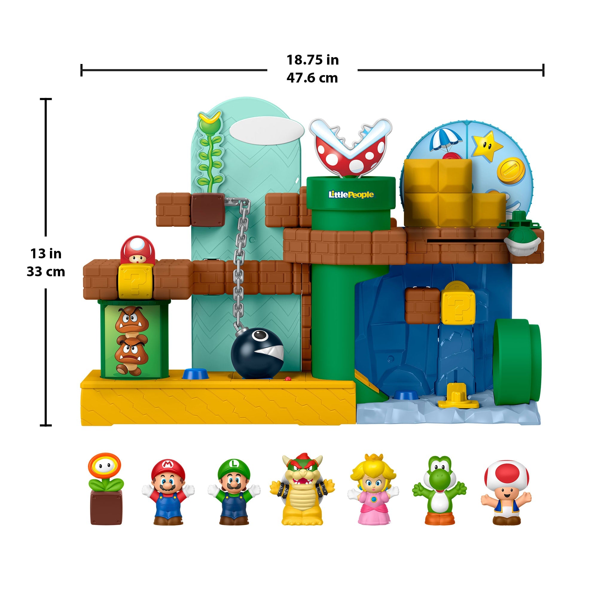 Fisher-Price Little People My Mario Adventure Playset Bundle With 6 Figures For Toddler Musical Play