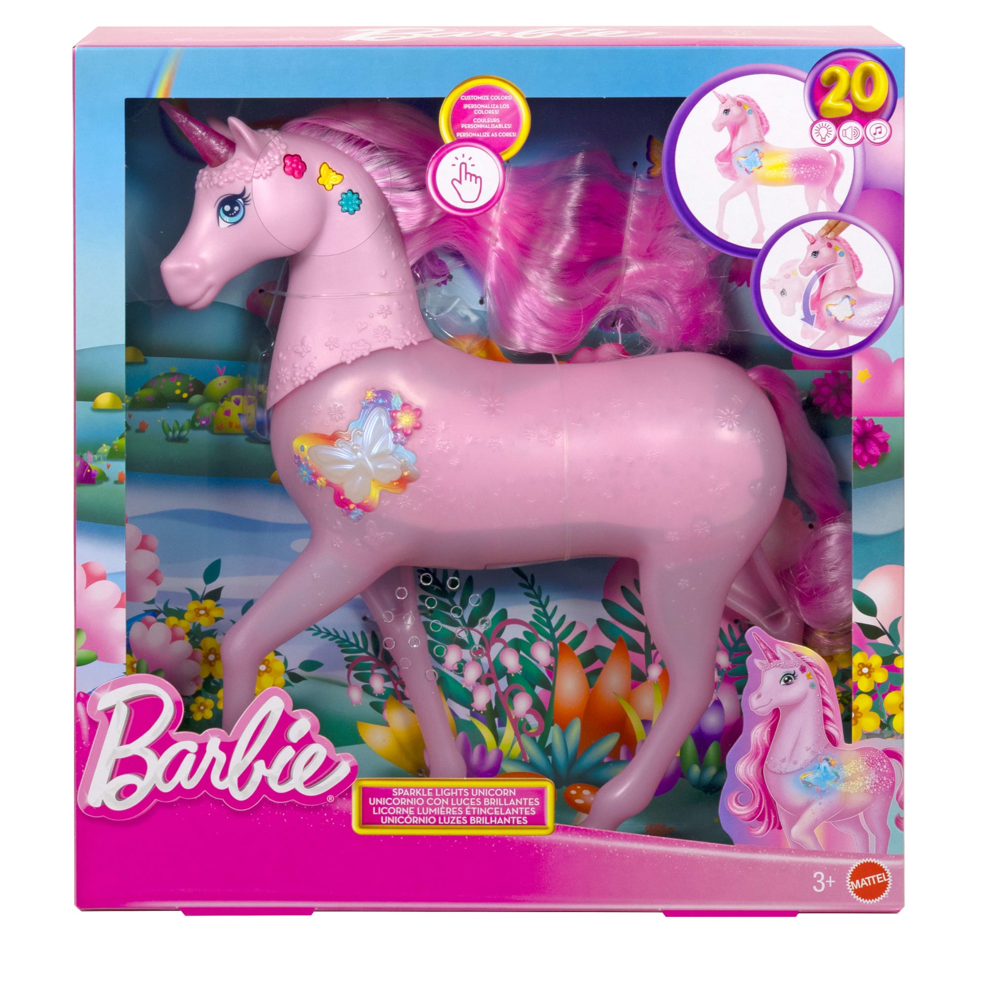 Barbie Fantasía Set de Juego Unicornio con Luz y Sonido