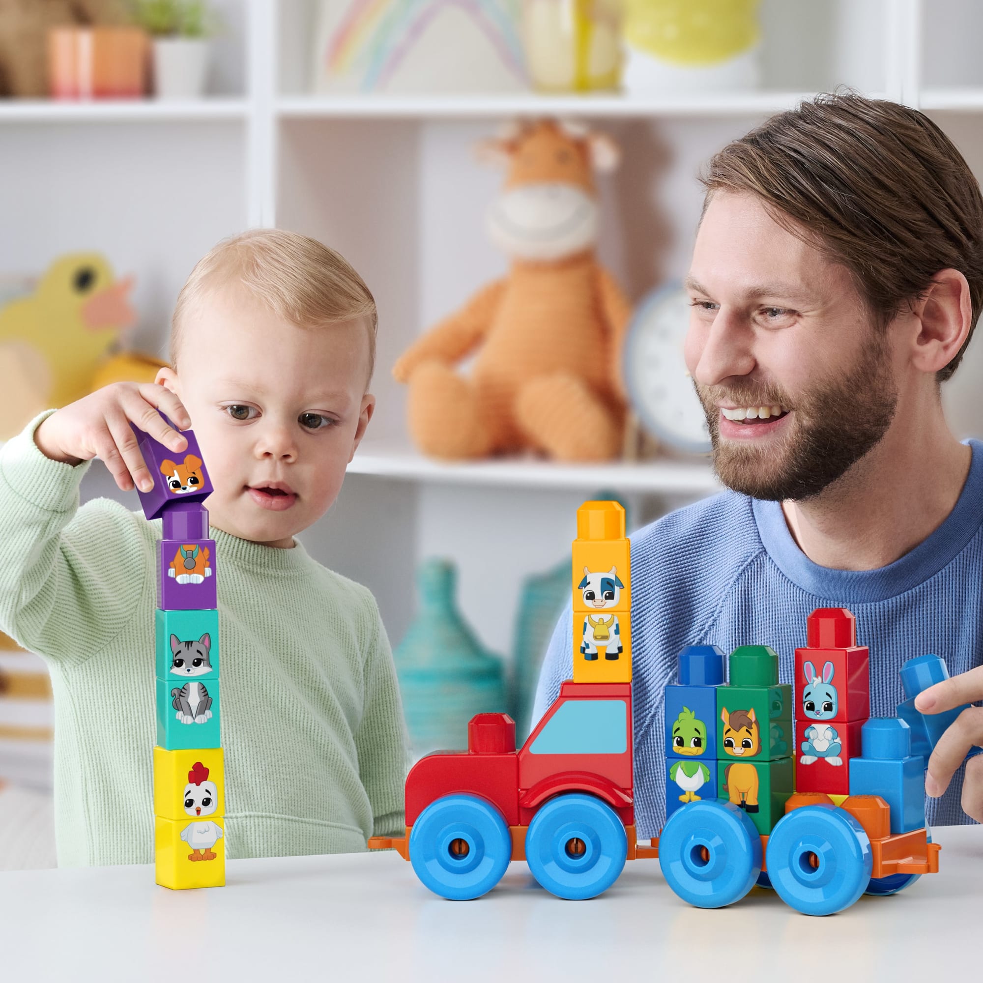 MEGA BLOKS Juguete de Construcción Tractor Animalitos Arma y Combina
