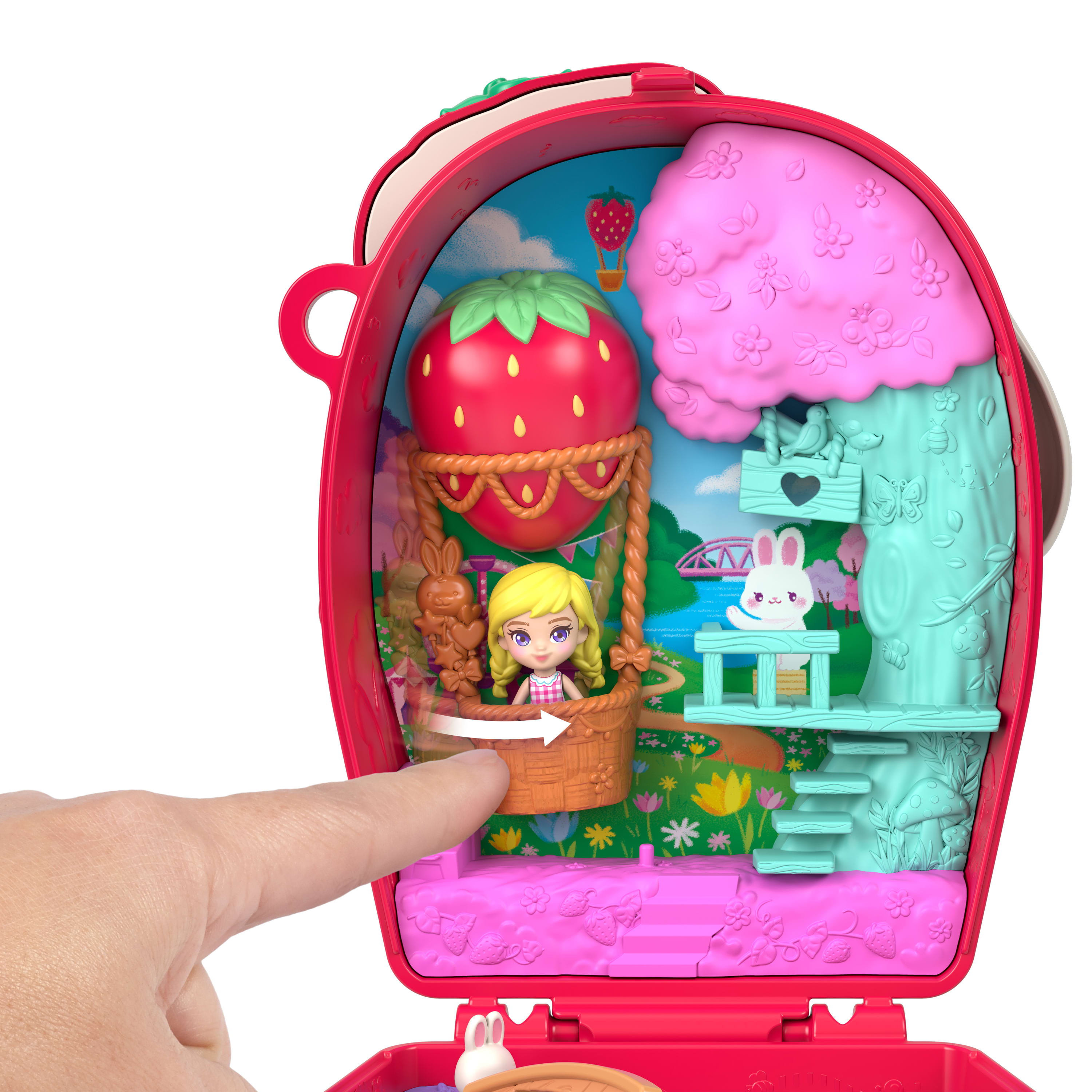 Polly Pocket Picnic Bunny Compact Playset With 1 Micro Doll And Pet, Travel Toy With Fruit Accessories