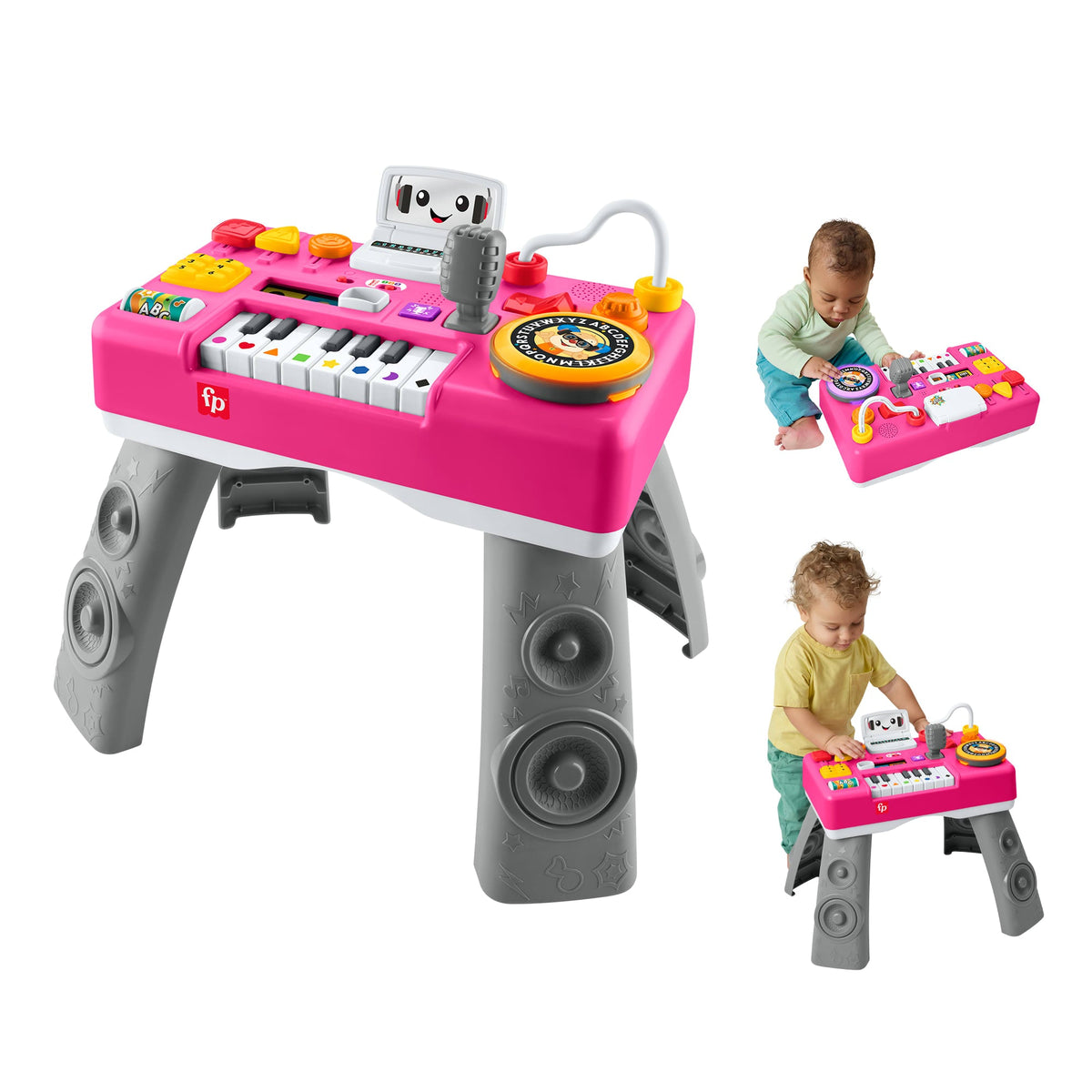 Fisher-Price Laugh & Learn Mix & Learn DJ Table, Baby & Toddler Musical Learning Toy, Pink