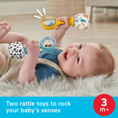 Fisher-Price Baby Rattle ‘n Rock Maracas Toys, Set Of 2 For Infants 3+ Months, High Contrast