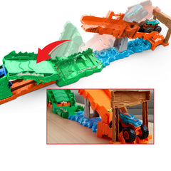 Coffret de Jeu Défi Attaque du Crocodile Monster Trucks Hot Wheels et Véhicule Mega-Wrex à L’Échelle 1:64