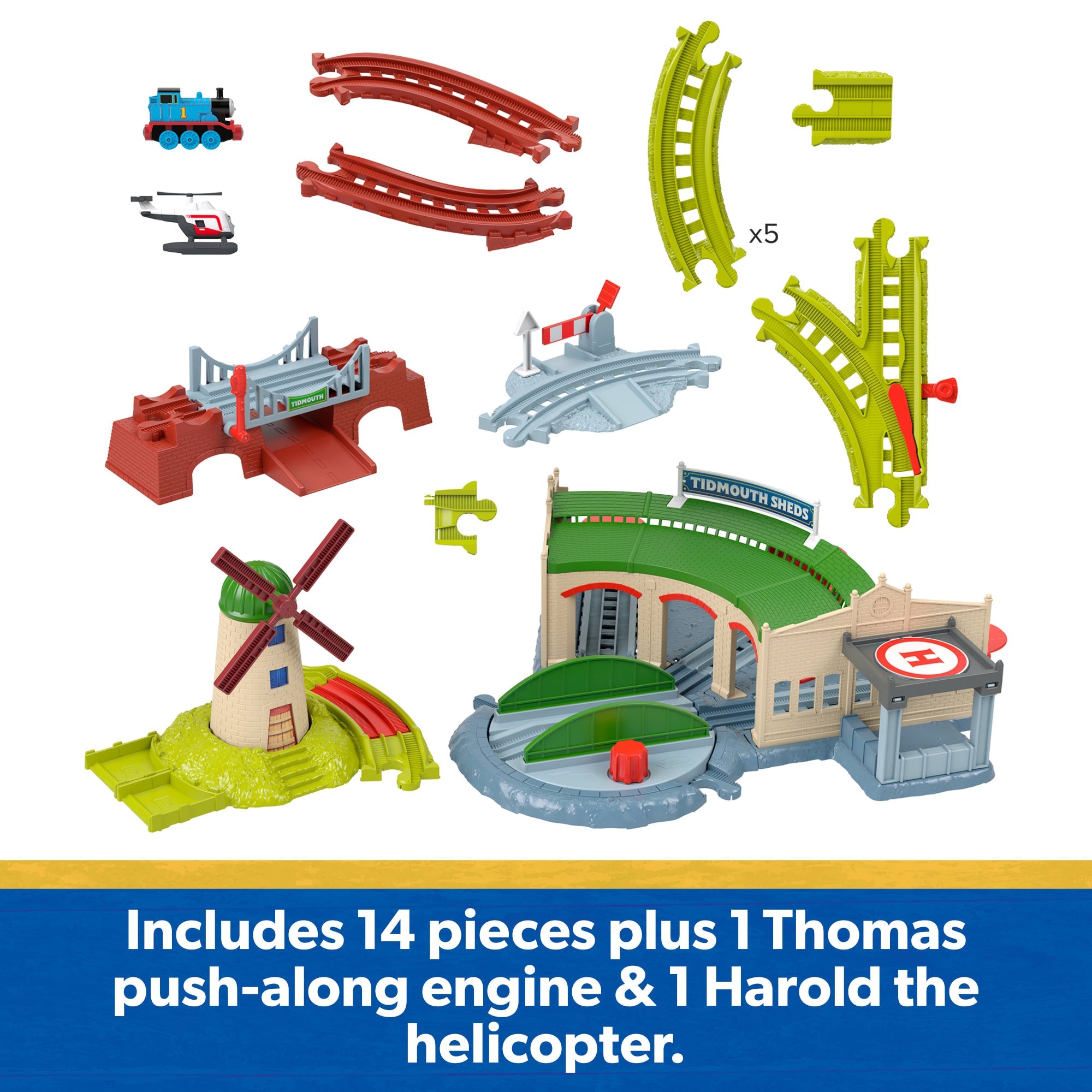 Thomas & Friends Explorin’ Tidmouth Sheds Track Set By Fisher-Price, With Engine & Helicopter
