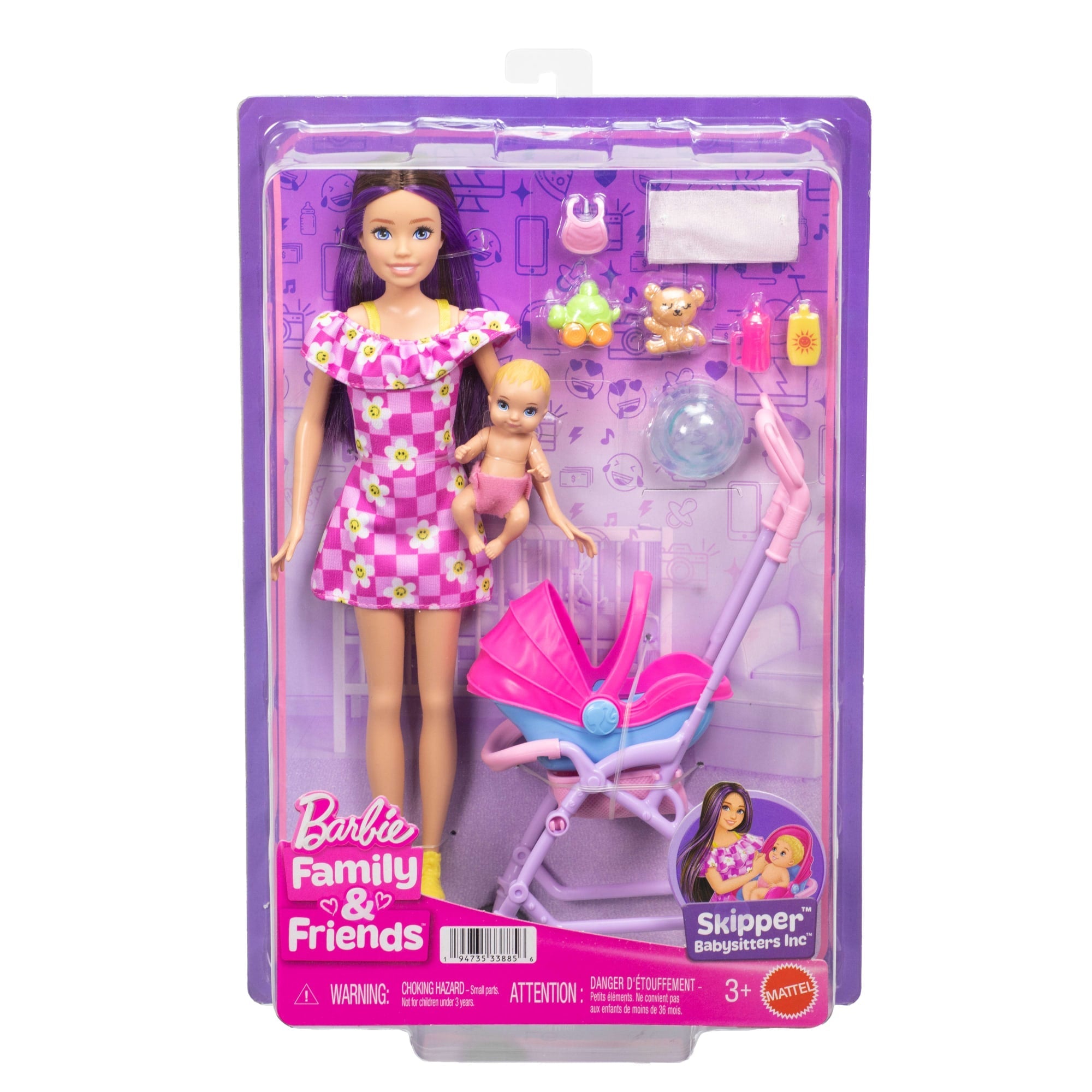 Barbie Skipper Babysitters Inc. Playset With Skipper Doll, Baby Doll, Stroller & 7 Accessories