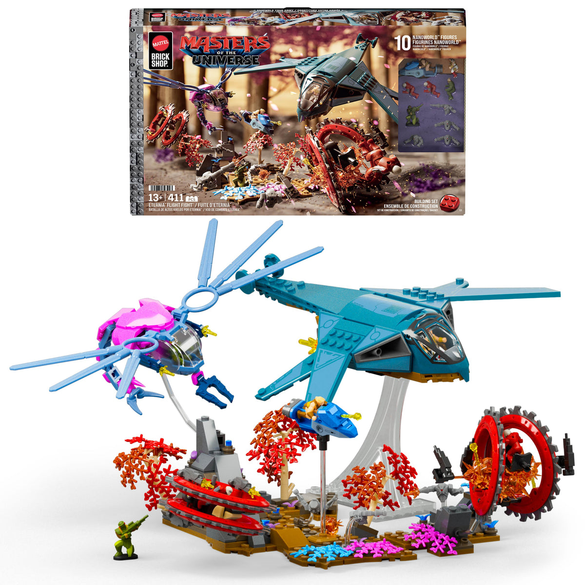Mattel Brick Shop Masters Of The Universe Eternia Flight Fight Building Toy Kit (411 Pieces), For Collectors