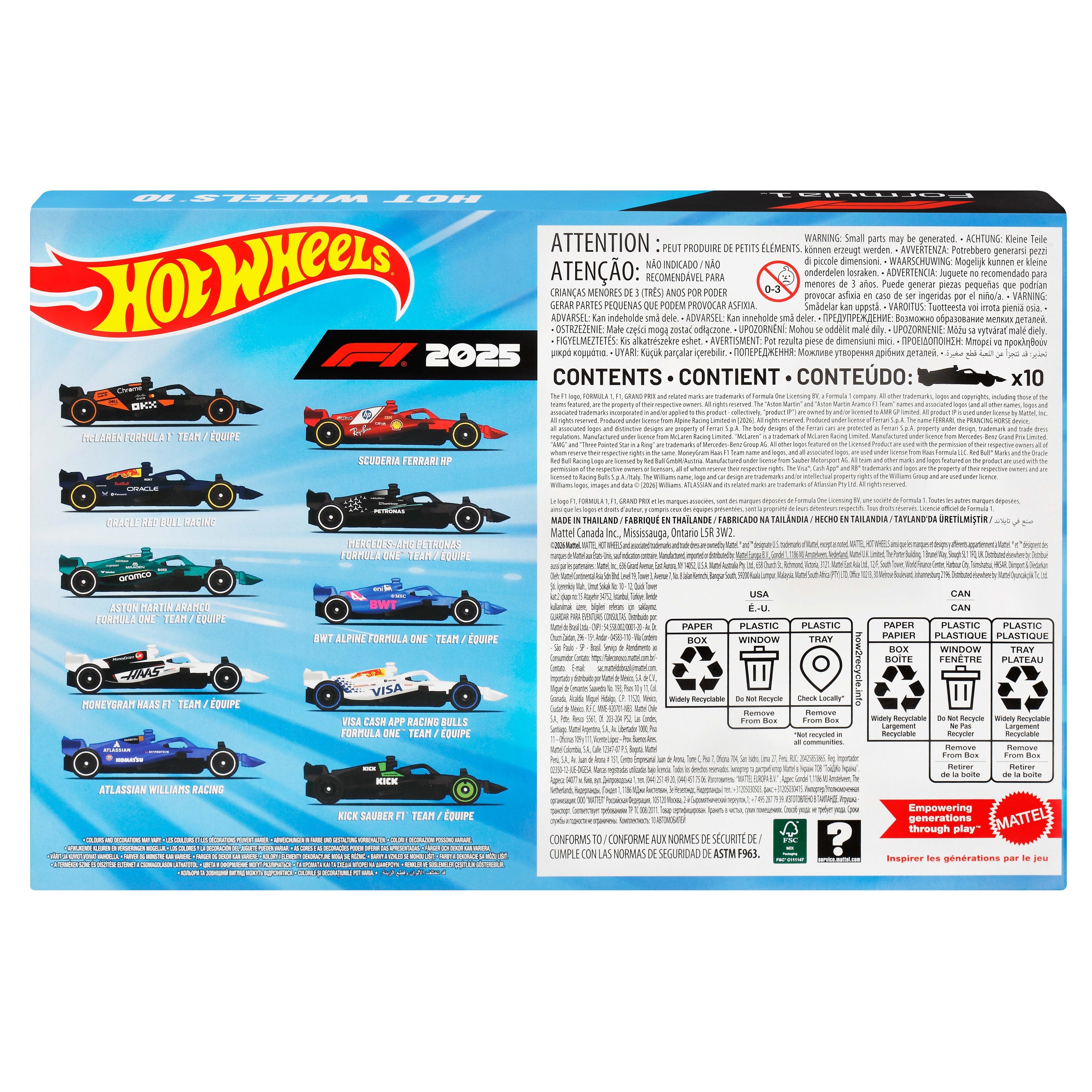 Hot Wheels-Coffret 10 Voitures de Formule 1