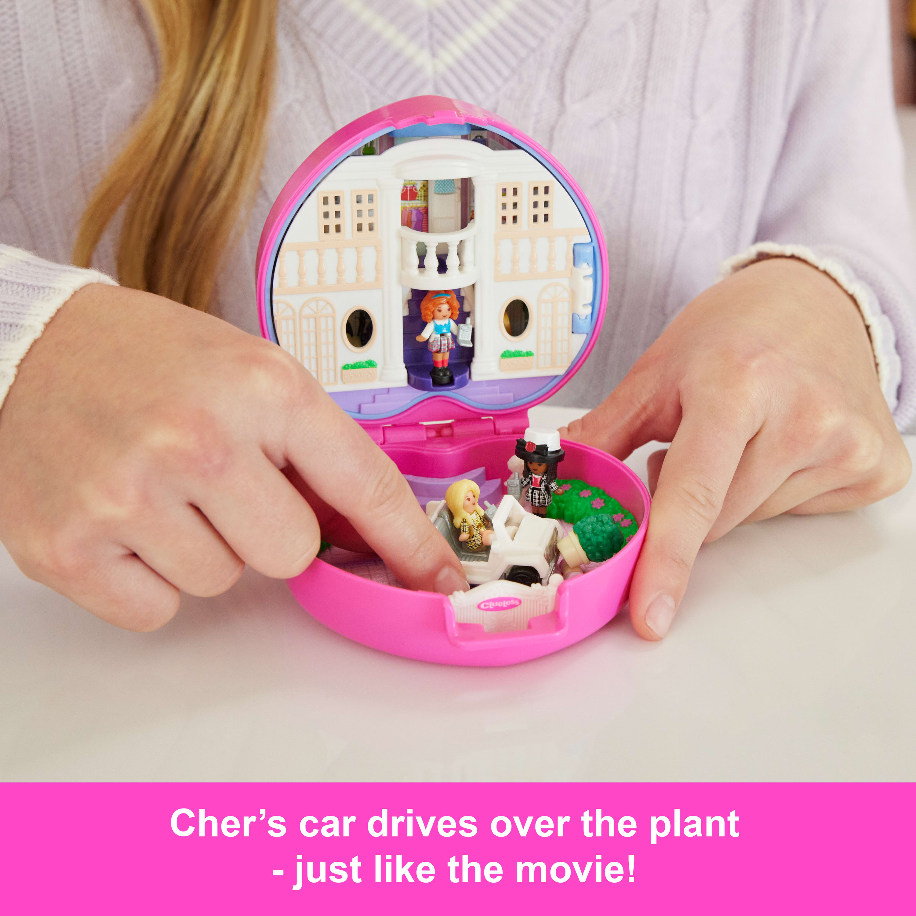 Polly Pocket Micro Dolls And Playset, Collector Clueless Compact With Toy Car, Hat And Phone Accessories