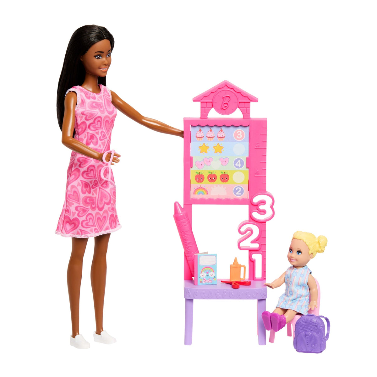 Barbie Careers Teacher Playset With Fashon Doll, Toddler Doll, Classroom Board & Accessories