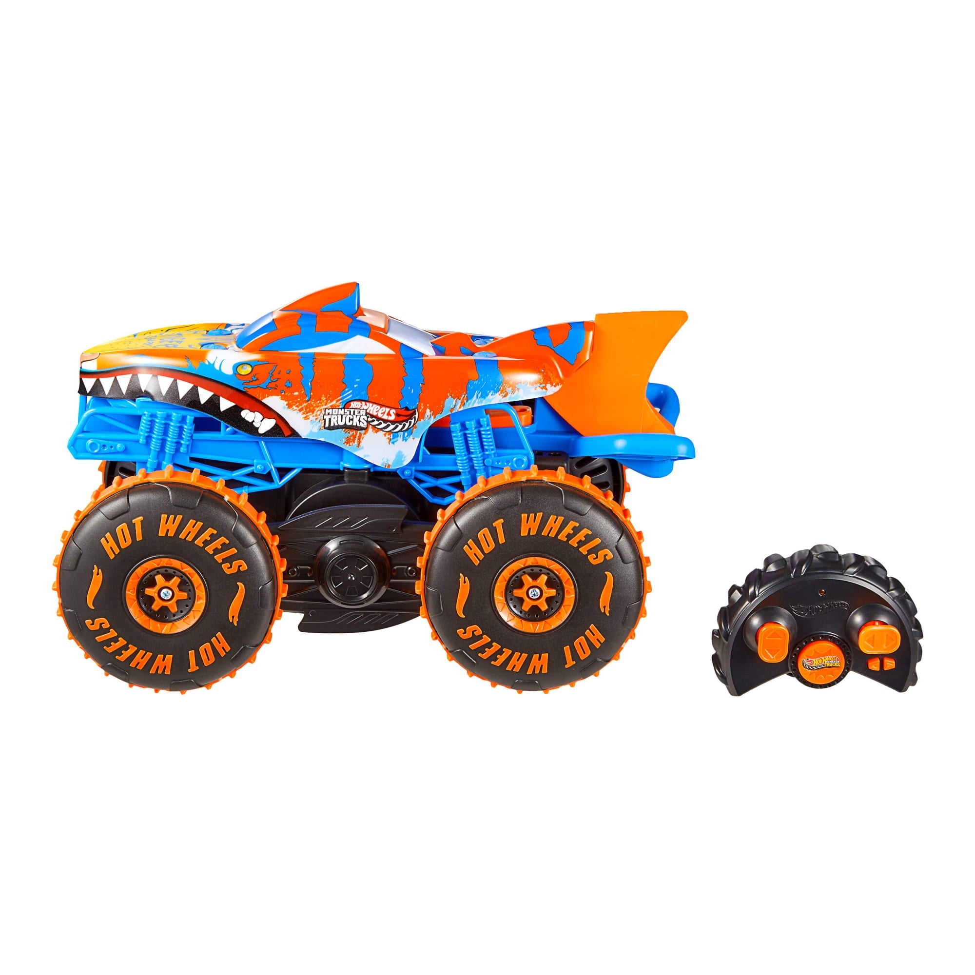 Hot Wheels Monster Trucks Vehículo a Control Remoto Tiger Shark Escalador
