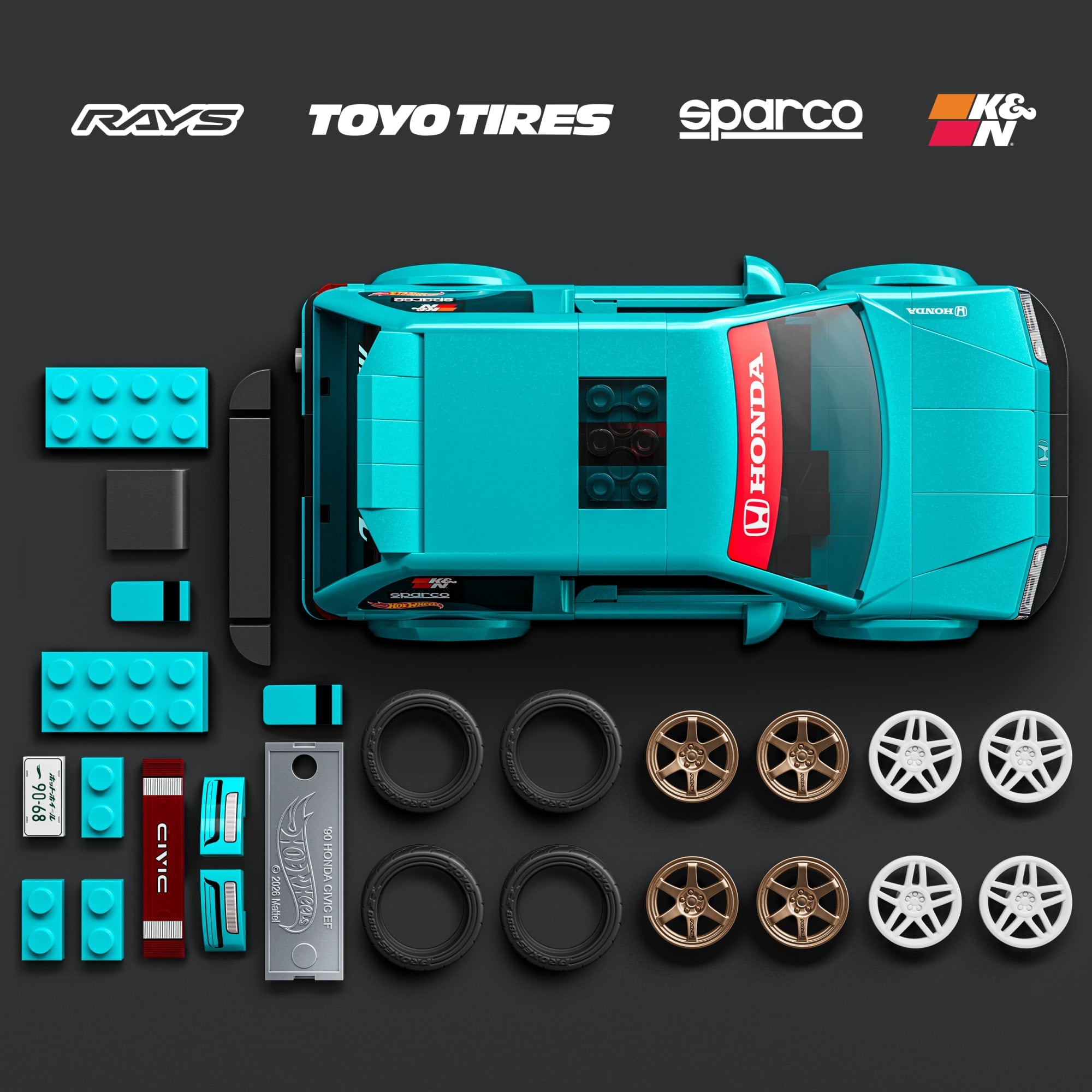 Mattel Brick Shop Hot Wheels Jogo de Construção Speed Custom '90 Honda Civic EF