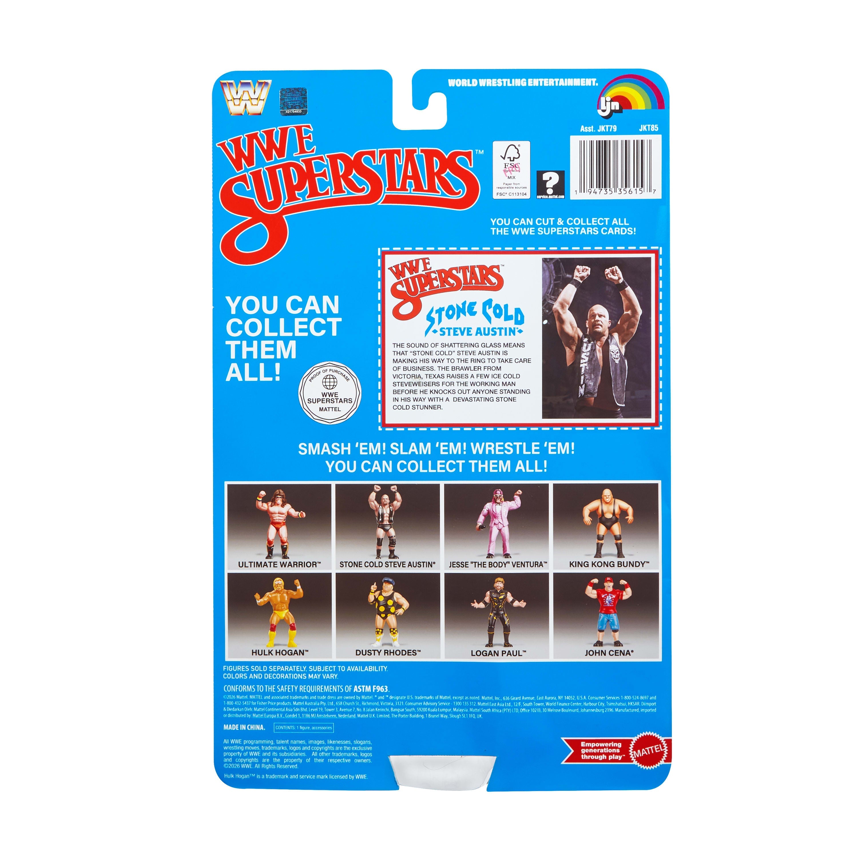 Ljn WWE Superstars “Stone Cold” Steve Austin Action Figure, 1980s Retro 8-Inch Collectible Toy