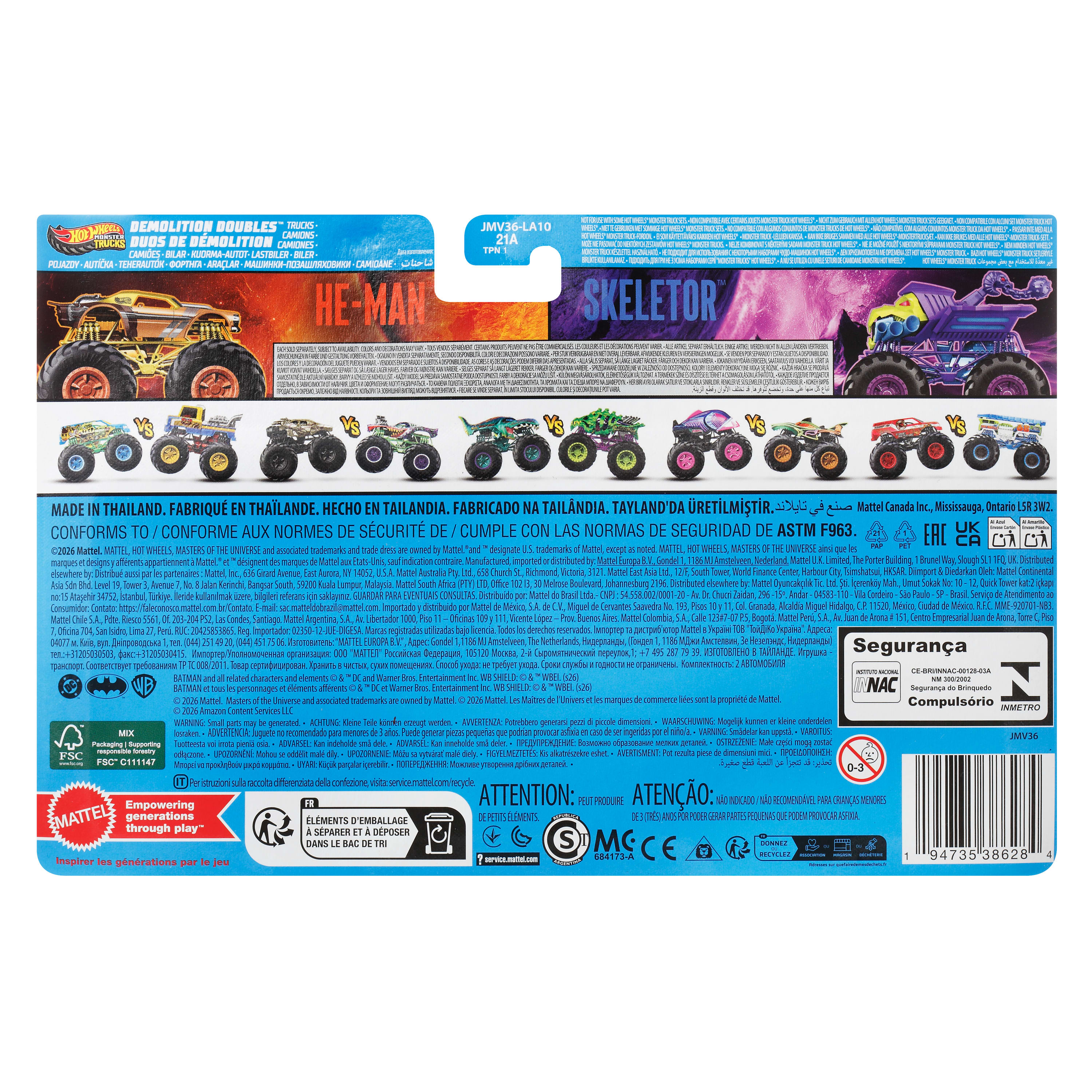 Hot Wheels Monster Trucks Masters Of The Universe Paquete de 2 Autos
