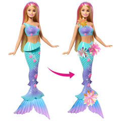 Barbie Fantasia Boneca Sereia com Transformação de Flor Cabelo Rosa