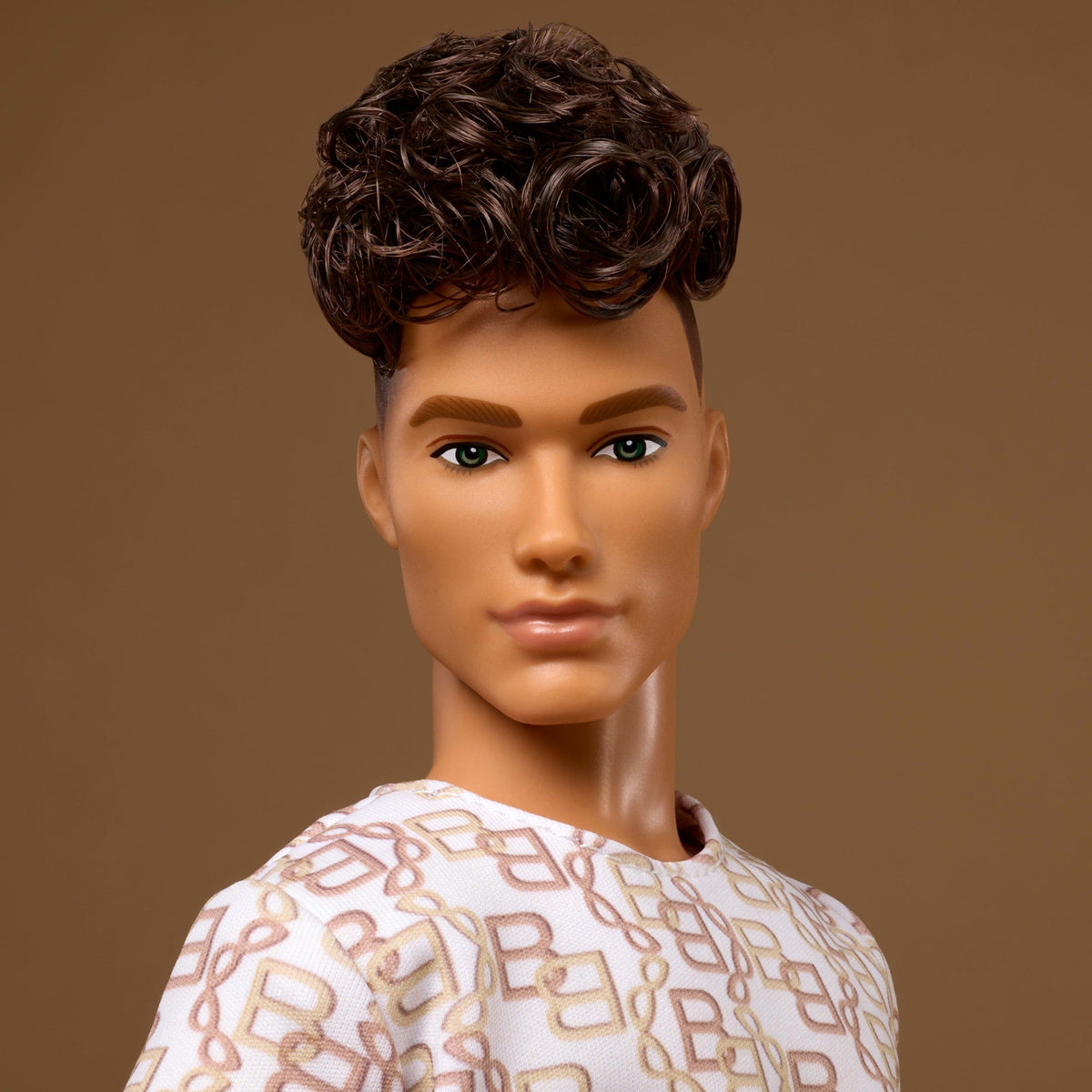 Barbie Basics Collectible Ken Doll, Model 10 With Brunette Hair in Shirt & Shorts With Matching Print