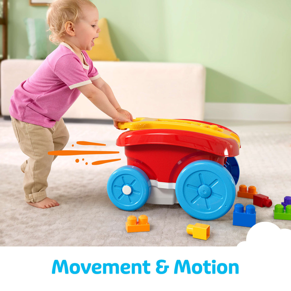 MEGA BLOKS First Builders Block Scooping Wagon With Storage (20 Pieces) For Toddlers