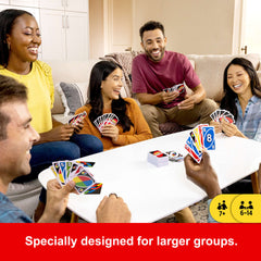 UNO Party Card Game For Large Groups, Kids, Adults & Family Nights, 6 To 14 Players Ages 7+ Years