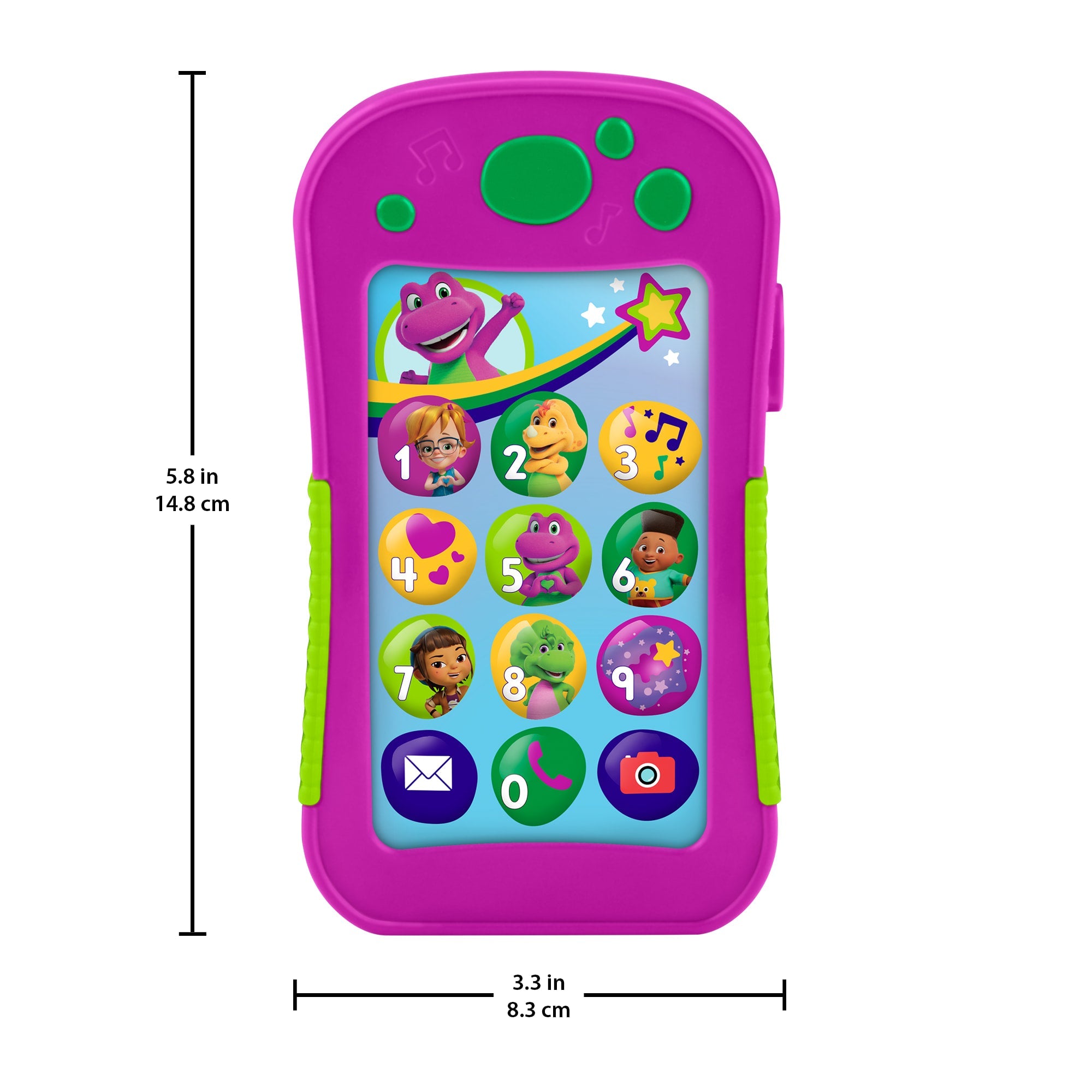 Fisher-Price Barney's World Hey Barney Phone Musical Toddler Toy With Lights For Kids, Multilanguage Version