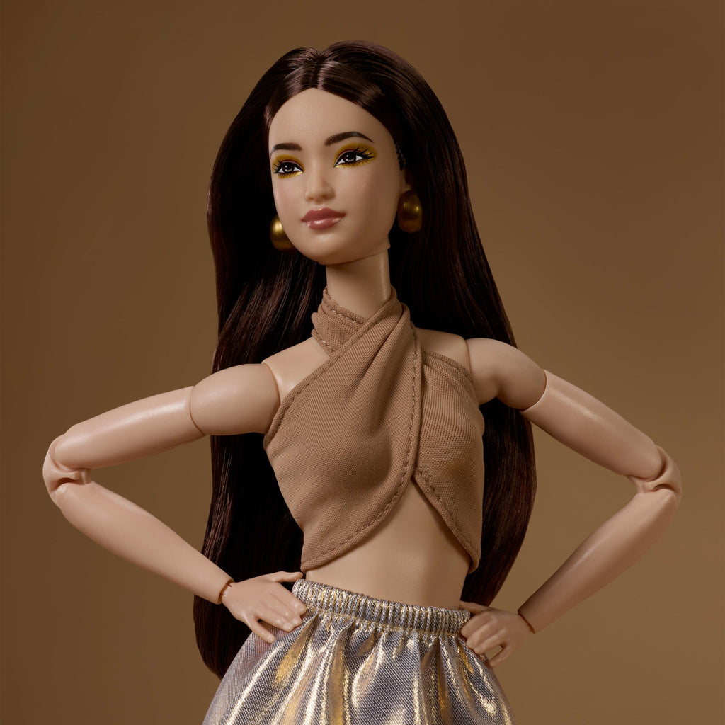 Barbie Basics Collectible Doll, Model 06 With Brunette Hair in Shimmery Golden Skirt & Halter