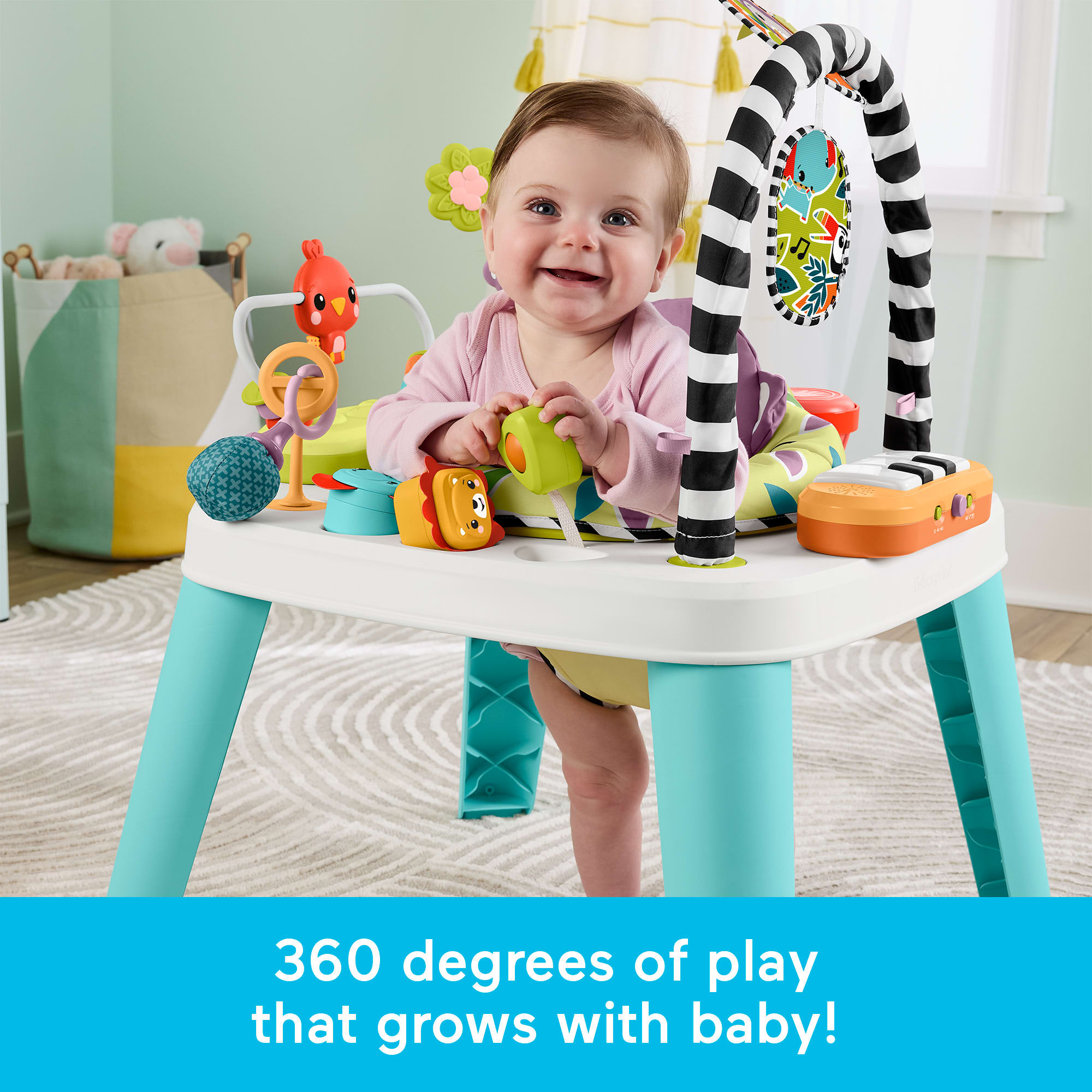 Fisher-Price 2-In-1 Purple Monkey Musical Baby Activity Center & Toddler Play Table