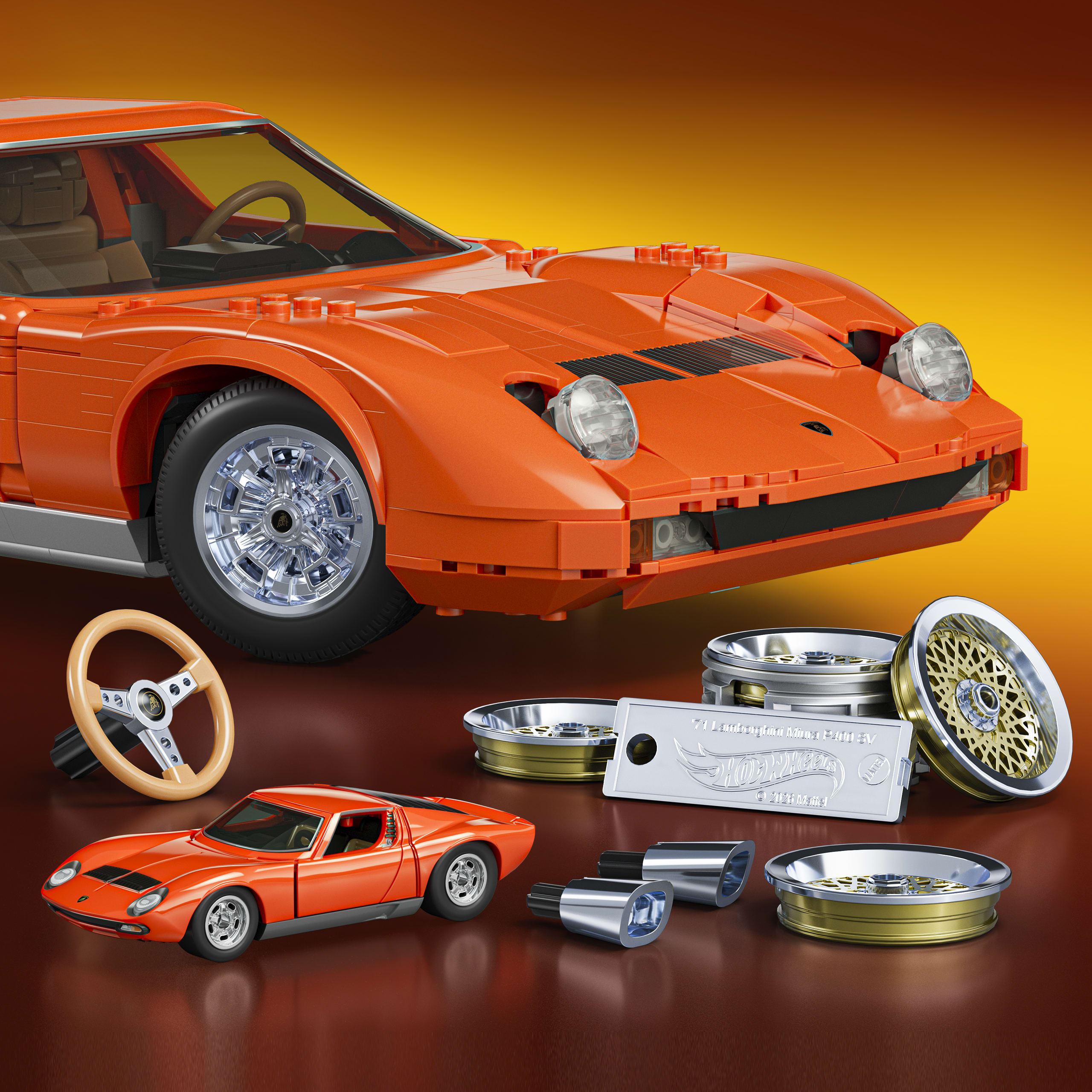 Mattel Brick Shop Hot Wheels Jogo de Construção Premium Lamborghini Miura P400 SV