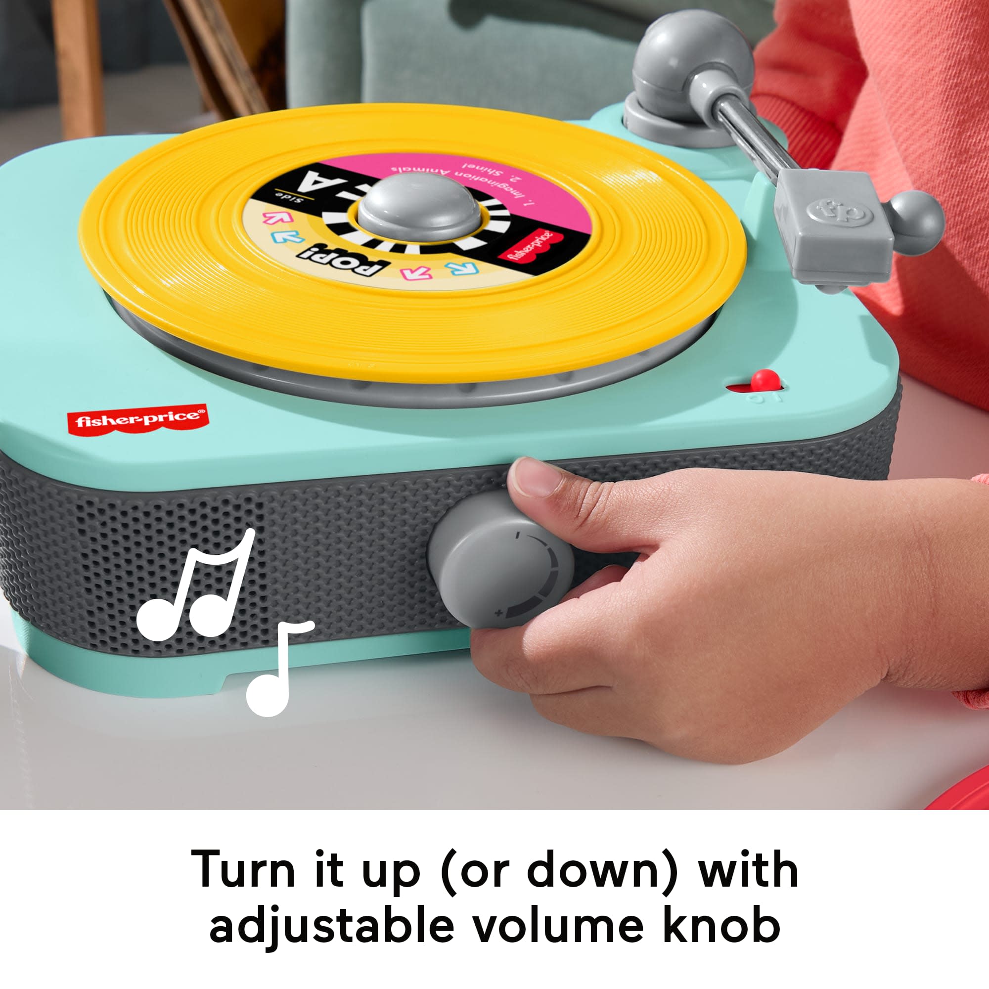 Fisher-Price Deluxe Rockin’ Record Player Musical Toy Turntable With 6 Records For Kids Ages 3+