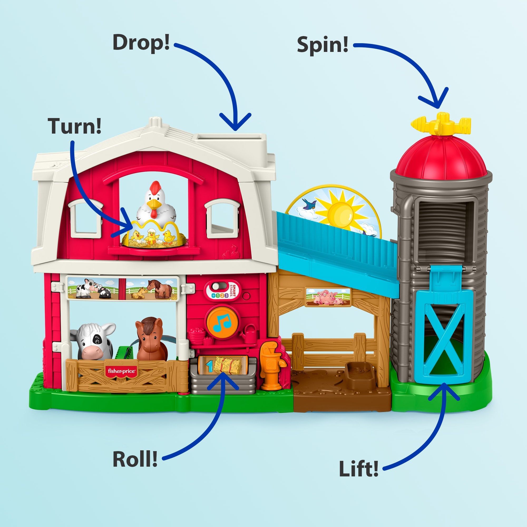 Fisher-Price Little People Caring Fun Animal Farm Playset Toddler Learning Toy, 6 Play Pieces