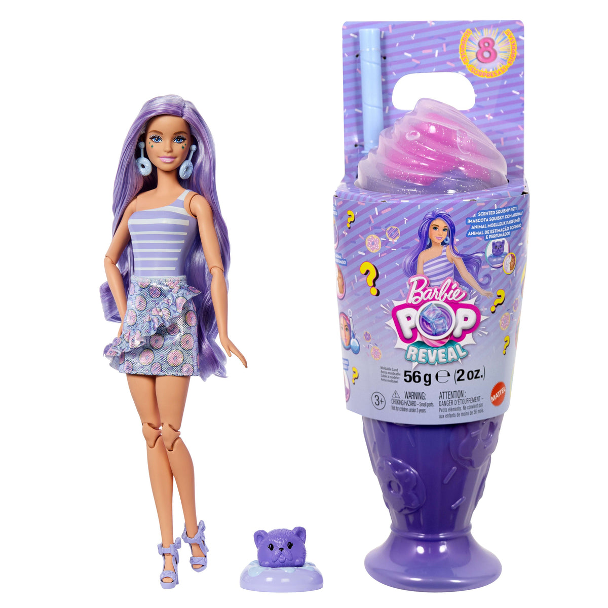 Barbie Pop Reveal Boneca Milk-shakes Copo Roxo