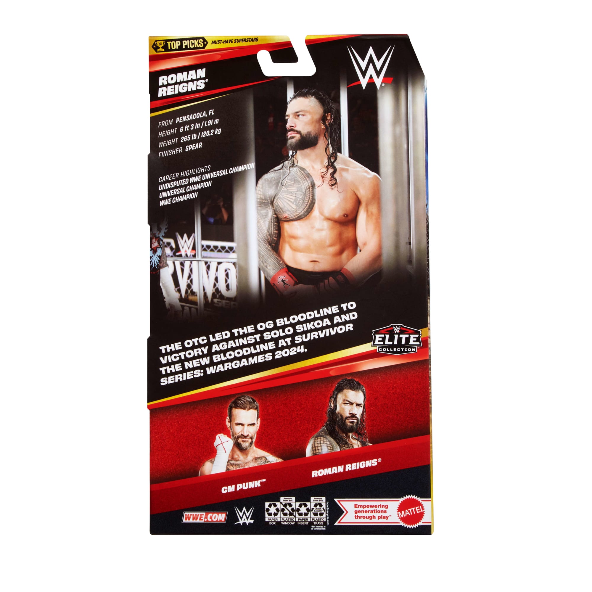 WWE Elite Collection Top Picks Roman Reigns Action Figure & Accessories, 6-Inch Collectible Set