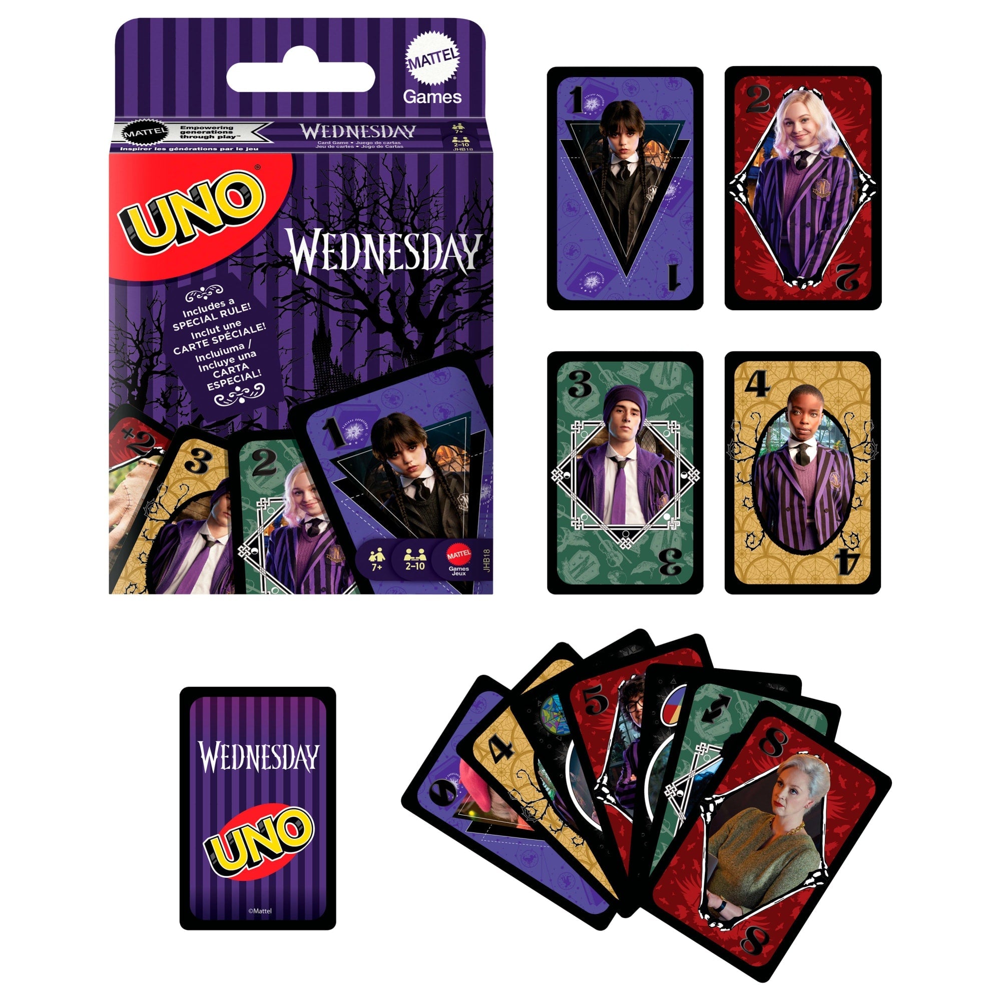 UNO Wednesday Card Game For Kid, Adult & Family Nights, Toy Collectible Inspired By The Series