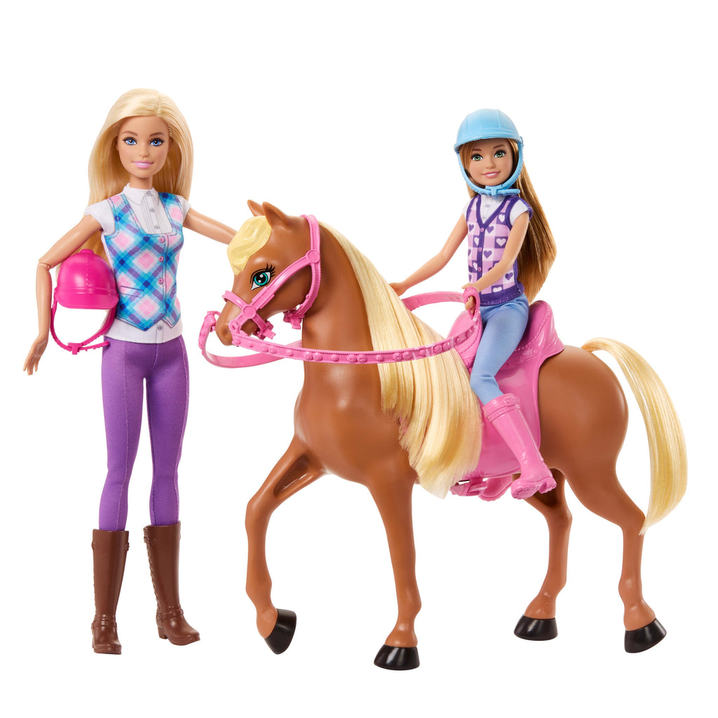 Barbie Coffret Cheval et 2 Poupées Avec Casques et Accessoires