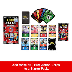 UNO Elite NFL Booster Set With 30 Elite Action Cards, 2025 Core Edition (Players May Vary)