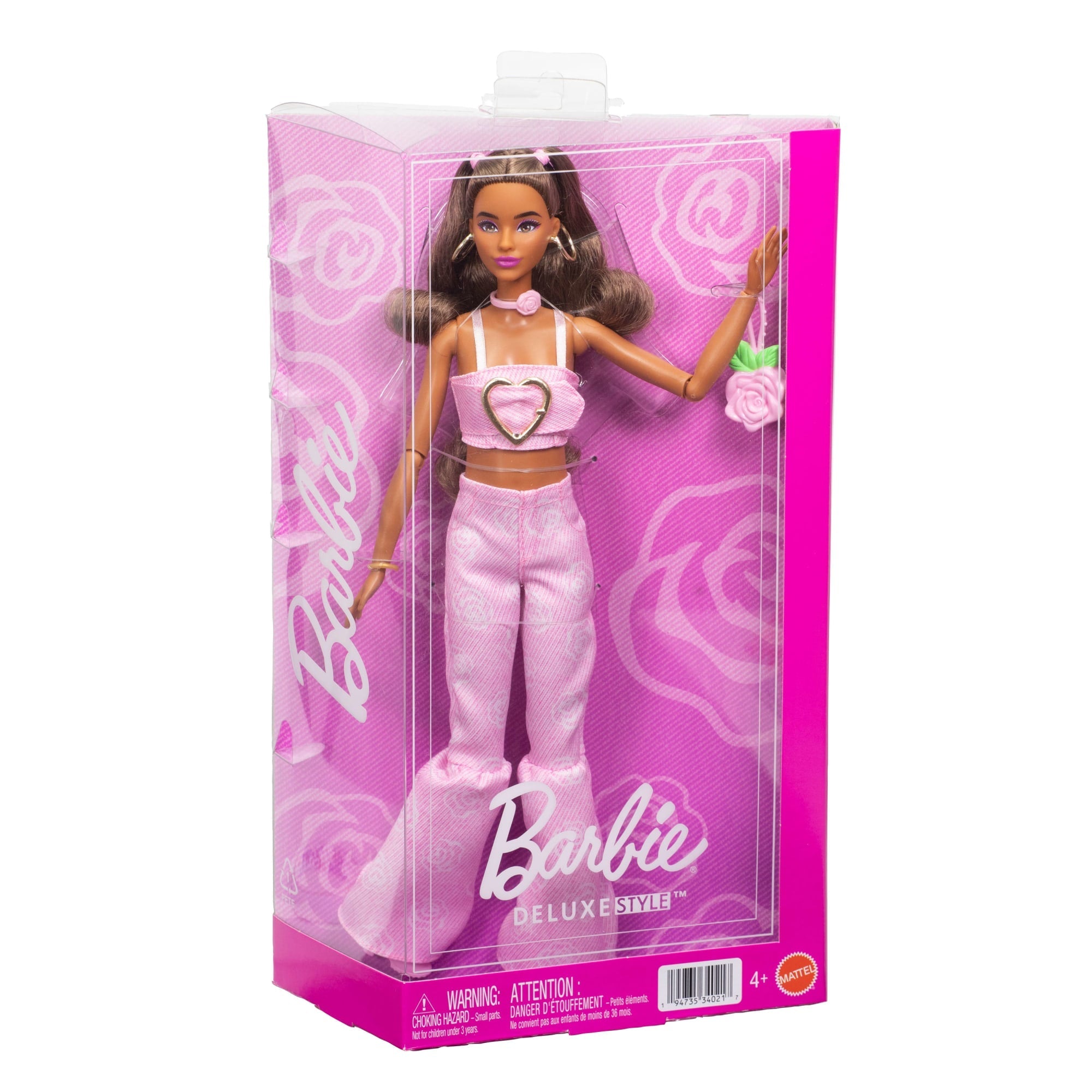 Barbie Fashionista Muñeca Deluxe Style Muñeca con Vestido Rosa con Estrellas