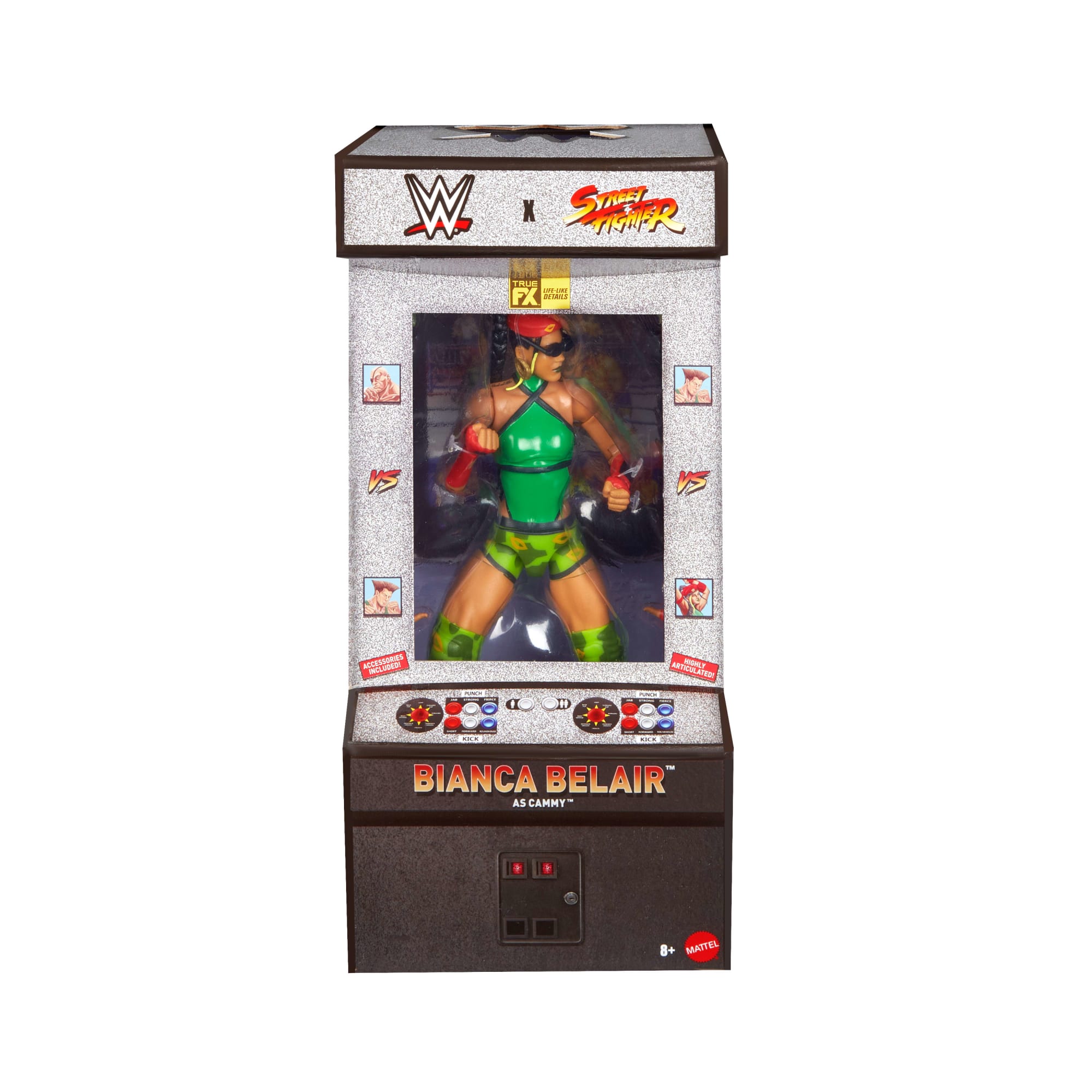 WWE X Street Fighter Bianca Belair Action Figure & Accessories, 6-Inch Collectible Cammy Mashup Set