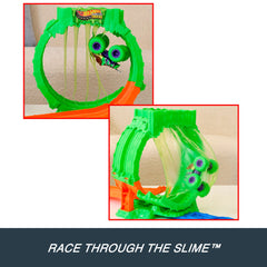 Hot Wheels Monster Trucks Mutant Chaos, Loop Challenge Playset With Wreckin’ Wolf Toy Truck & Slime