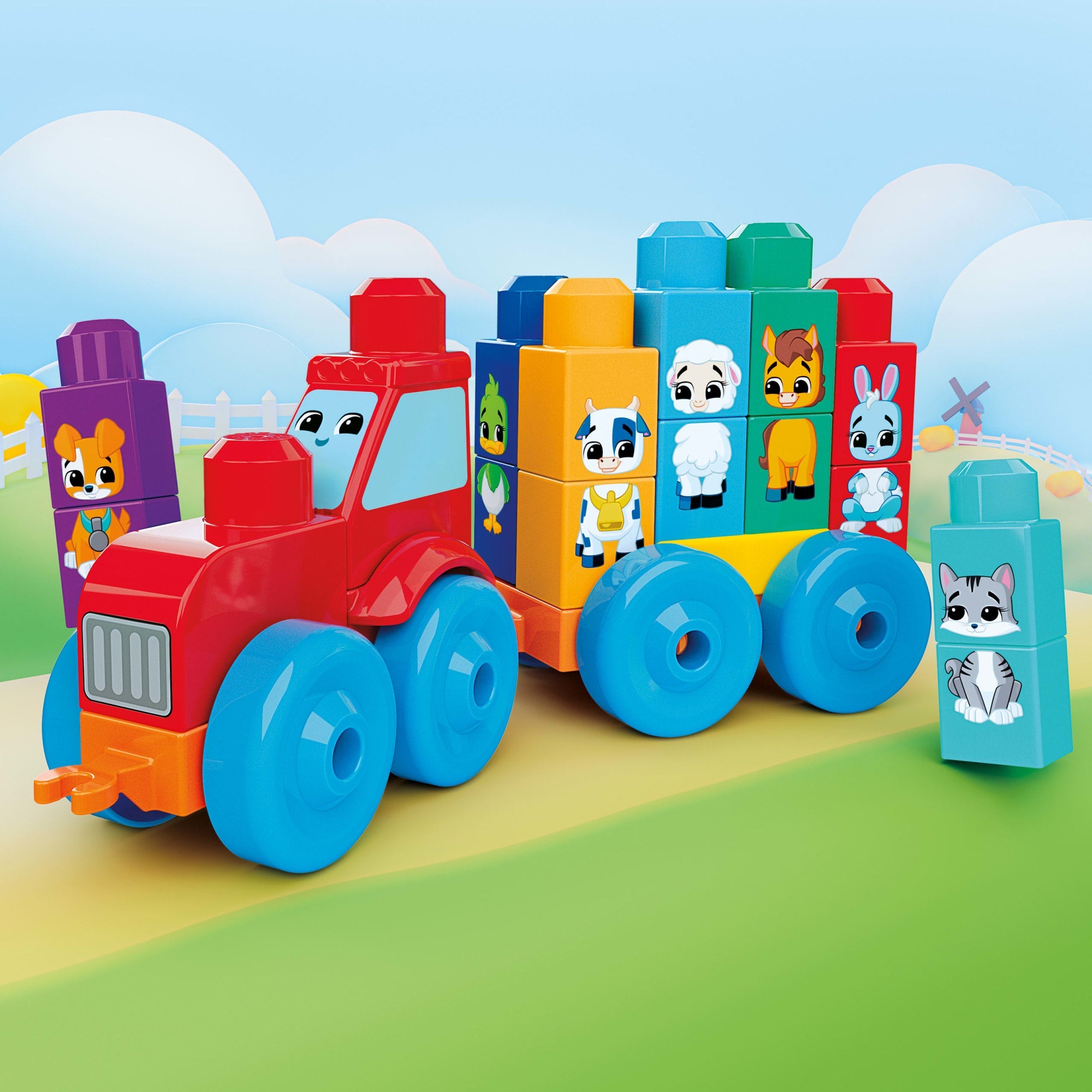 Mega Bloks Jogo de Construção Mega Bloks Trator Animais Monte e Combine